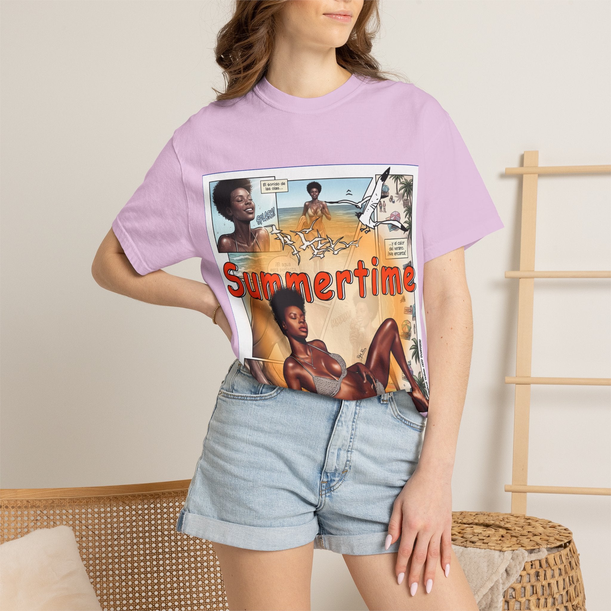 Summertime Retro Beach T-shirt — Vintage Comic Pinup Design