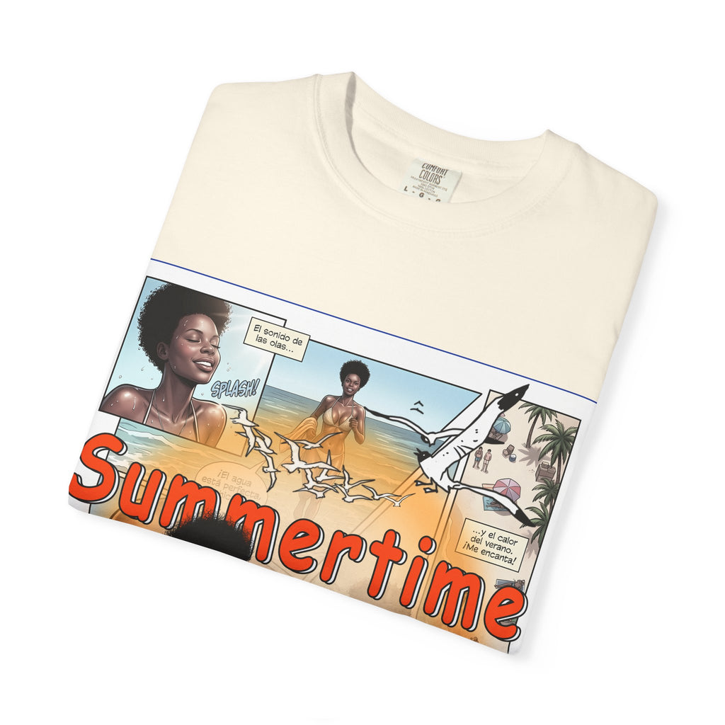 Summertime Retro Beach T-shirt — Vintage Comic Pinup Design