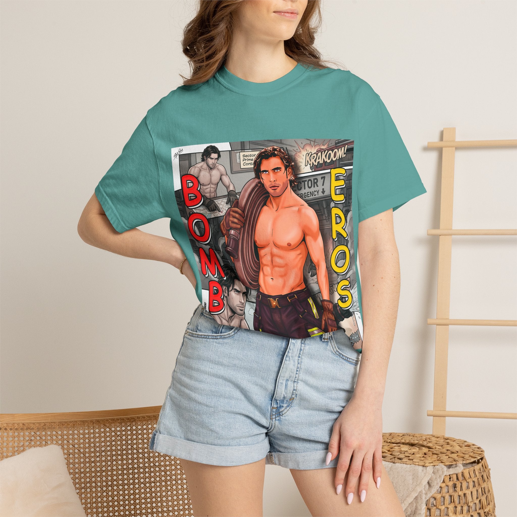Bomb Eros Graphic T-Shirt — Vintage Comic Muscle Art