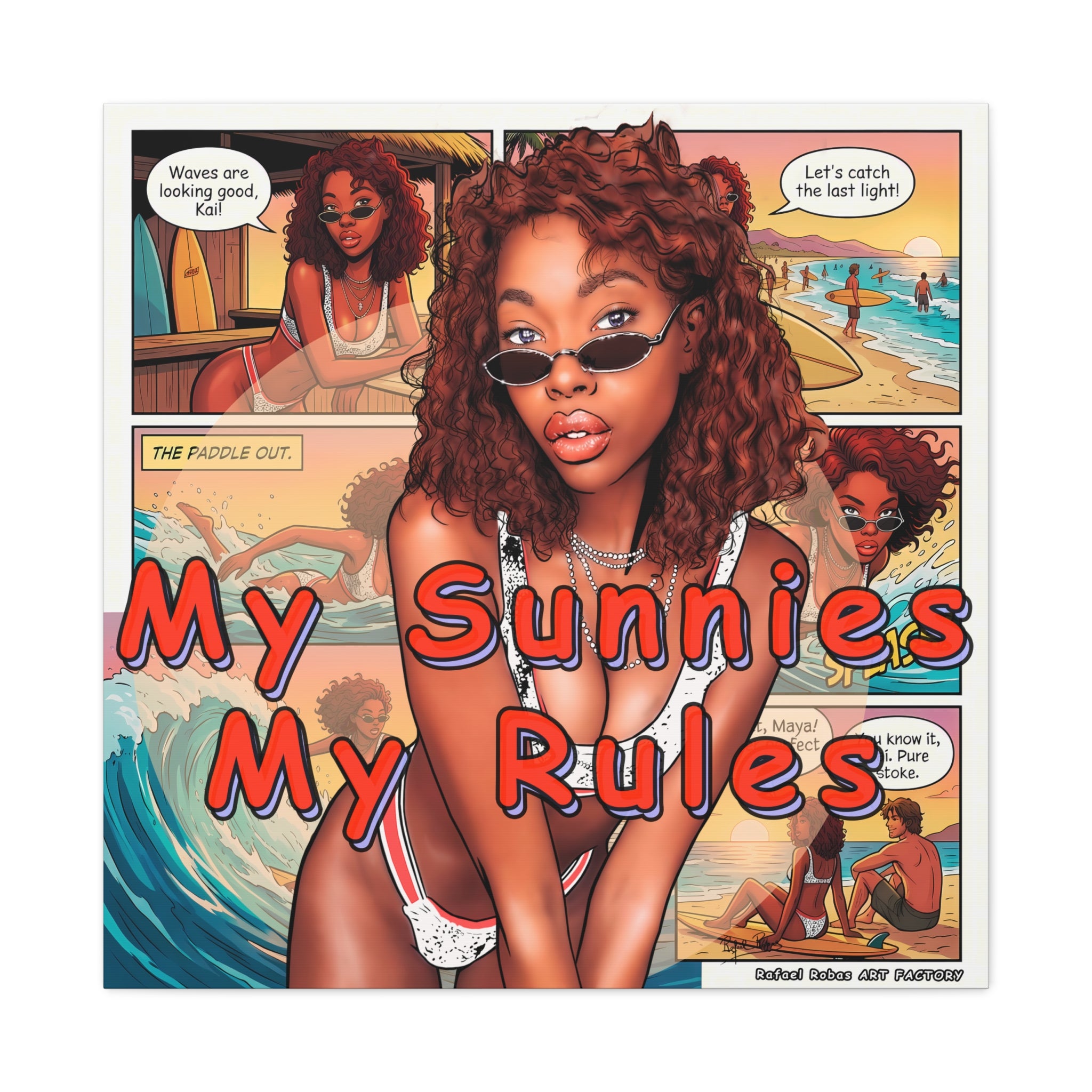 Canvas Wall Art — "My Sunnies My Rules" Beach Comic Print