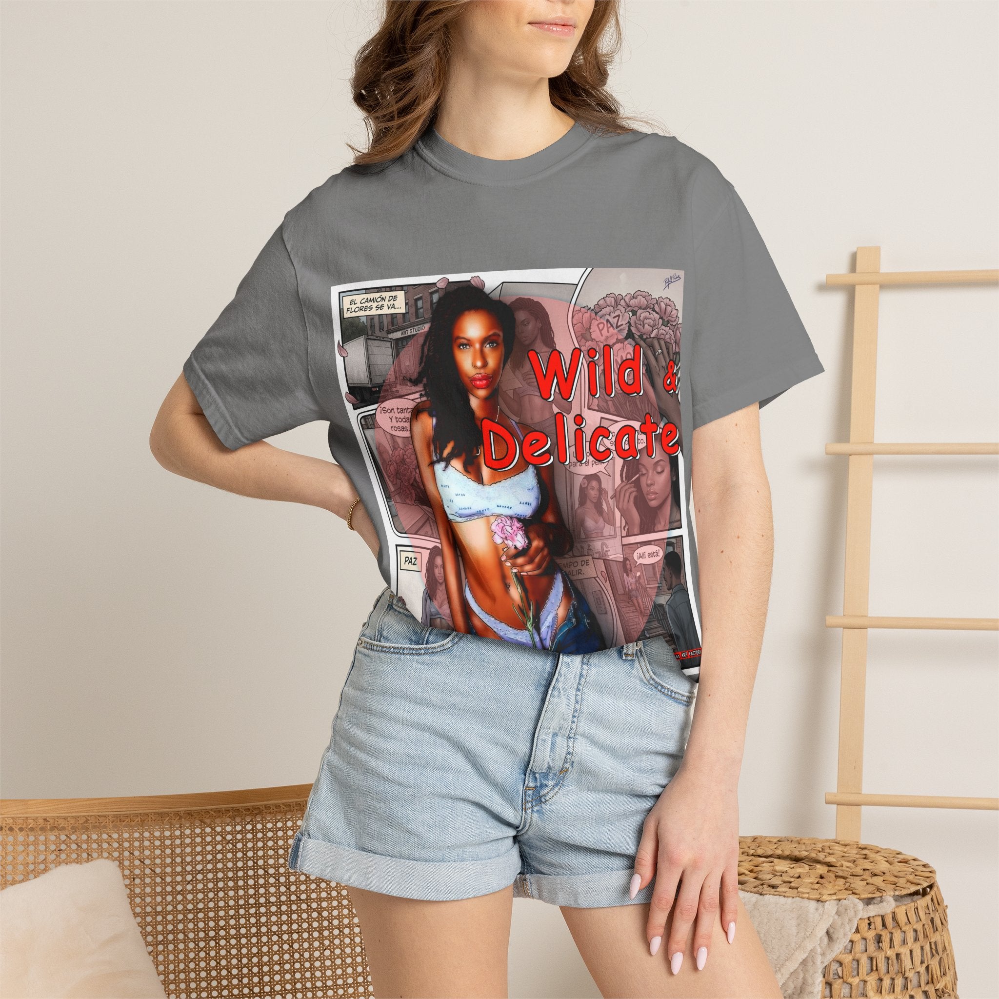 Wild & Delicate Graphic T‑Shirt — Vintage Pinup Collage Tee