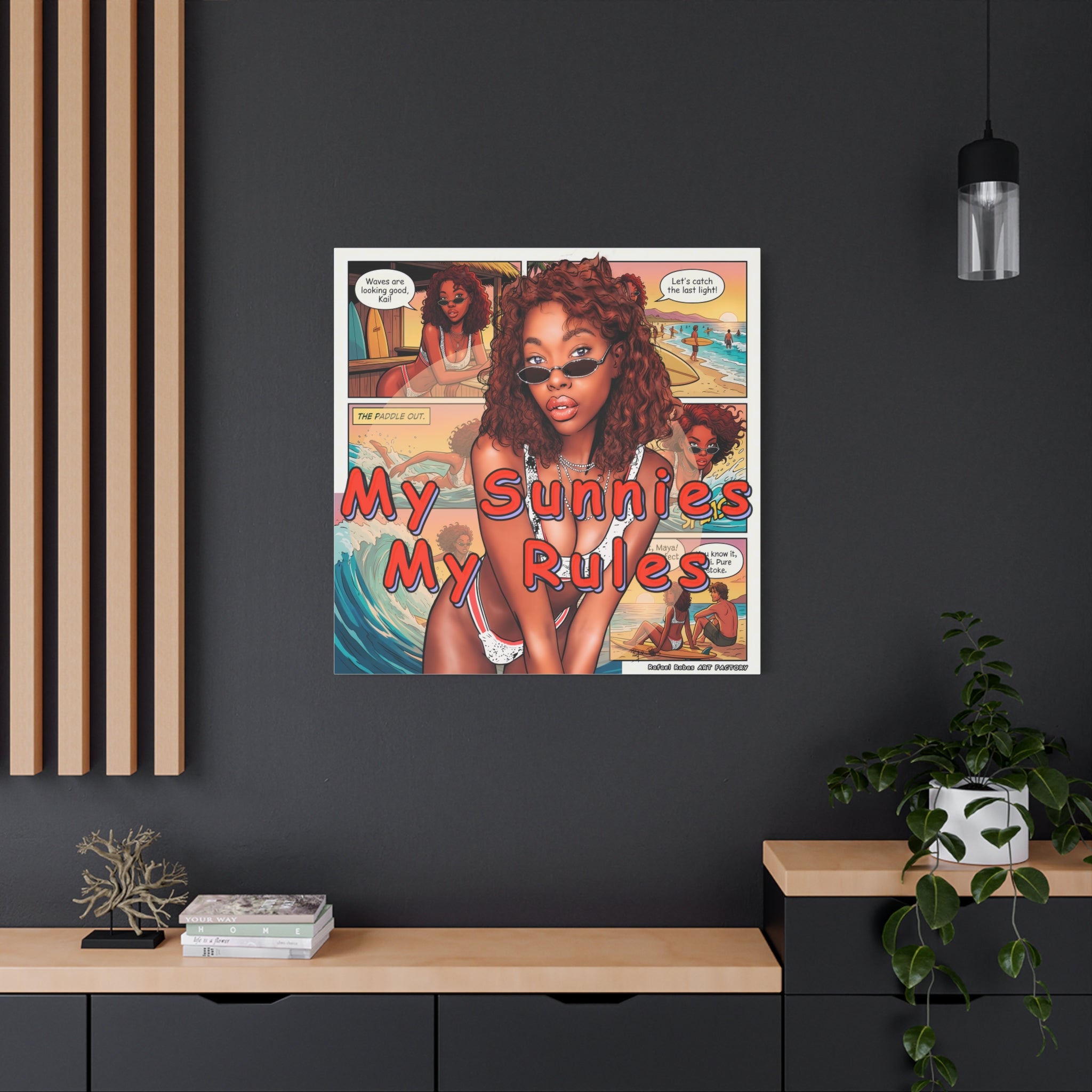 Canvas Wall Art — "My Sunnies My Rules" Beach Comic Print
