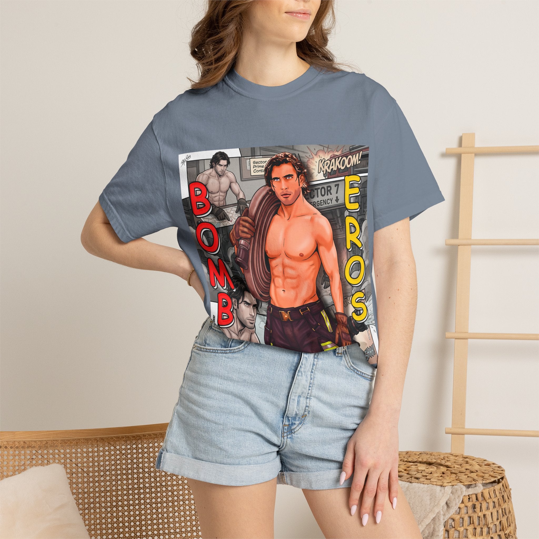 Bomb Eros Graphic T-Shirt — Vintage Comic Muscle Art