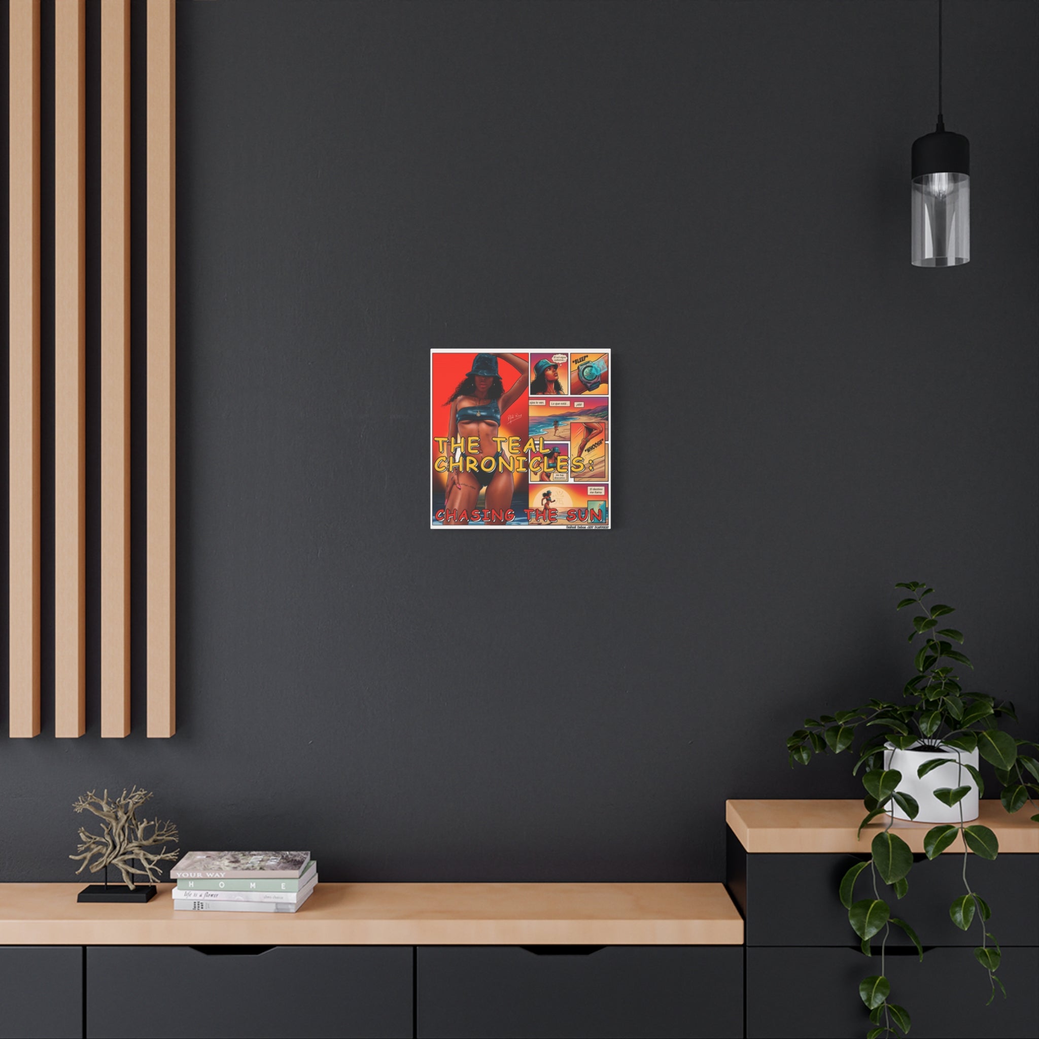 The Teal Chronicles Canvas Print — Pop Art Beach Comic Wall Art