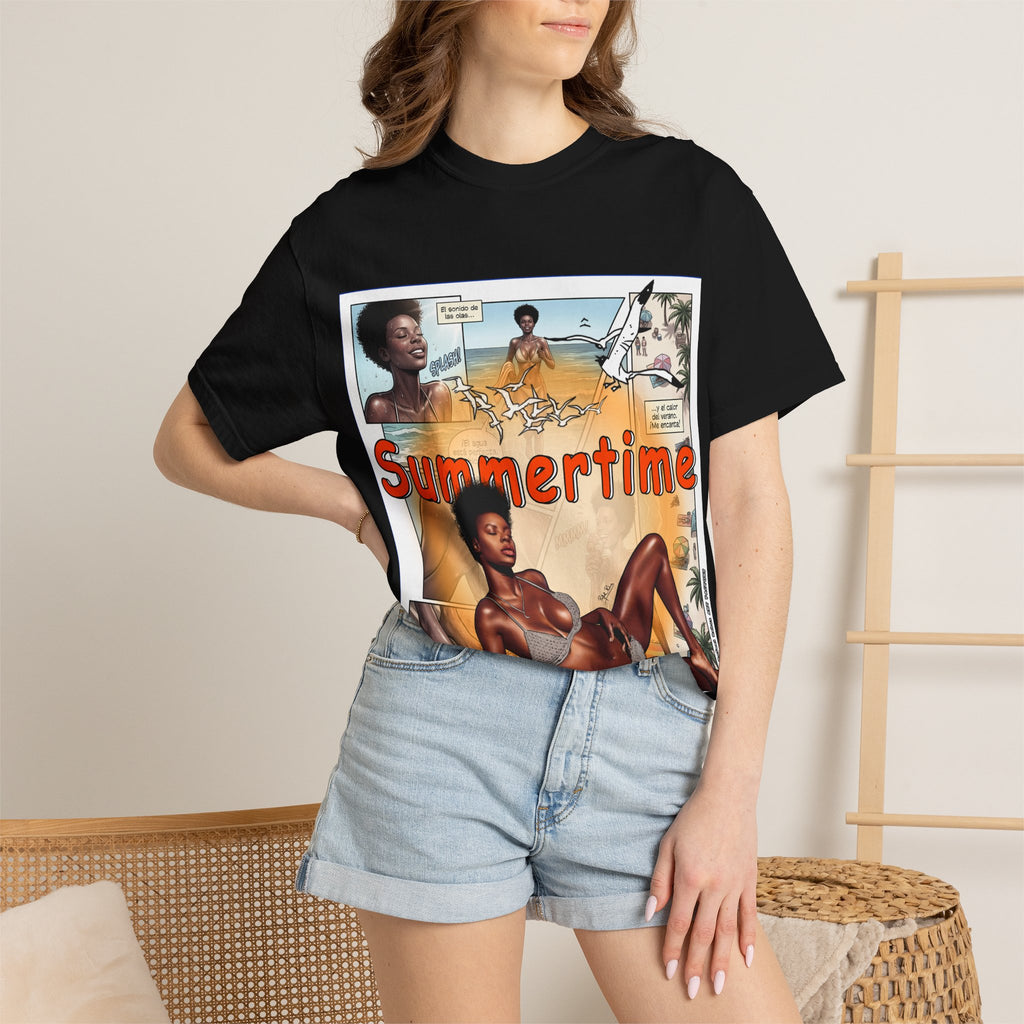 Summertime Retro Beach T-shirt — Vintage Comic Pinup Design