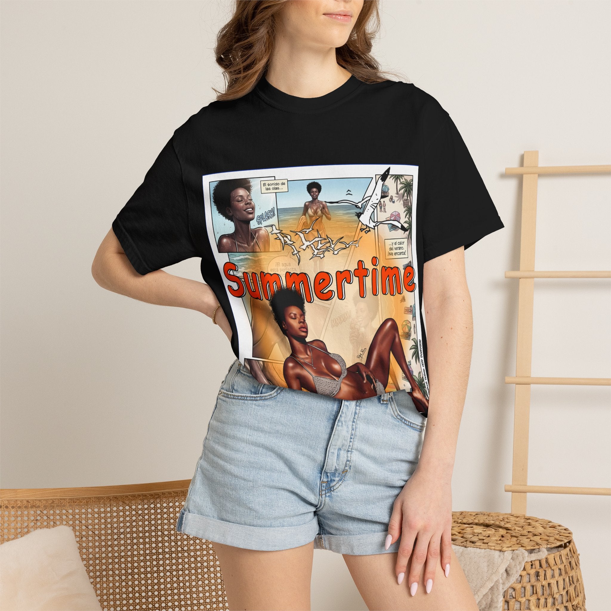 Summertime Retro Beach T-shirt — Vintage Comic Pinup Design