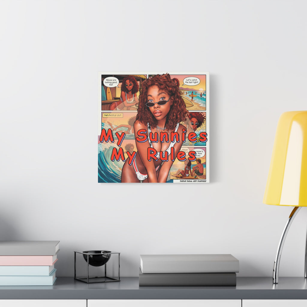 Canvas Wall Art — "My Sunnies My Rules" Beach Comic Print