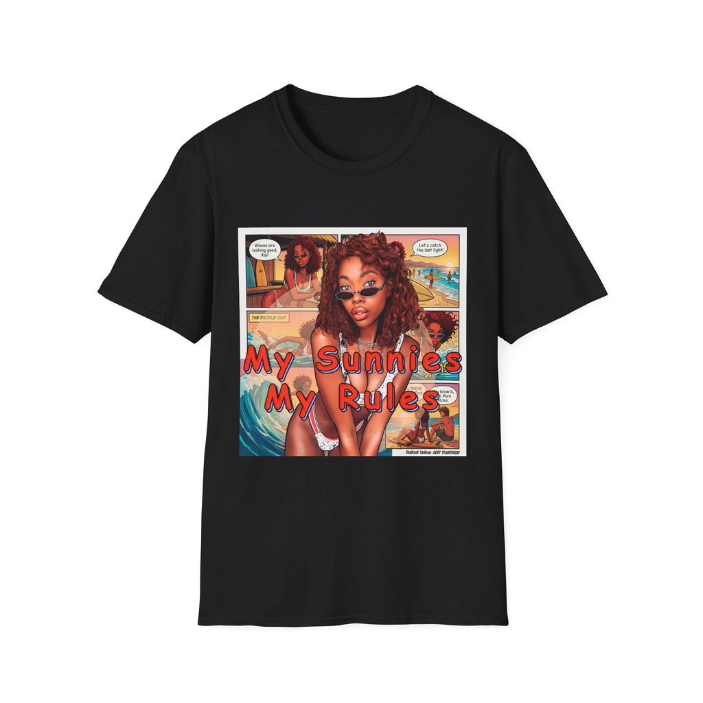 Graphic T-Shirt — "My Sunnies My Rules" Retro Comic Beach Vibe
