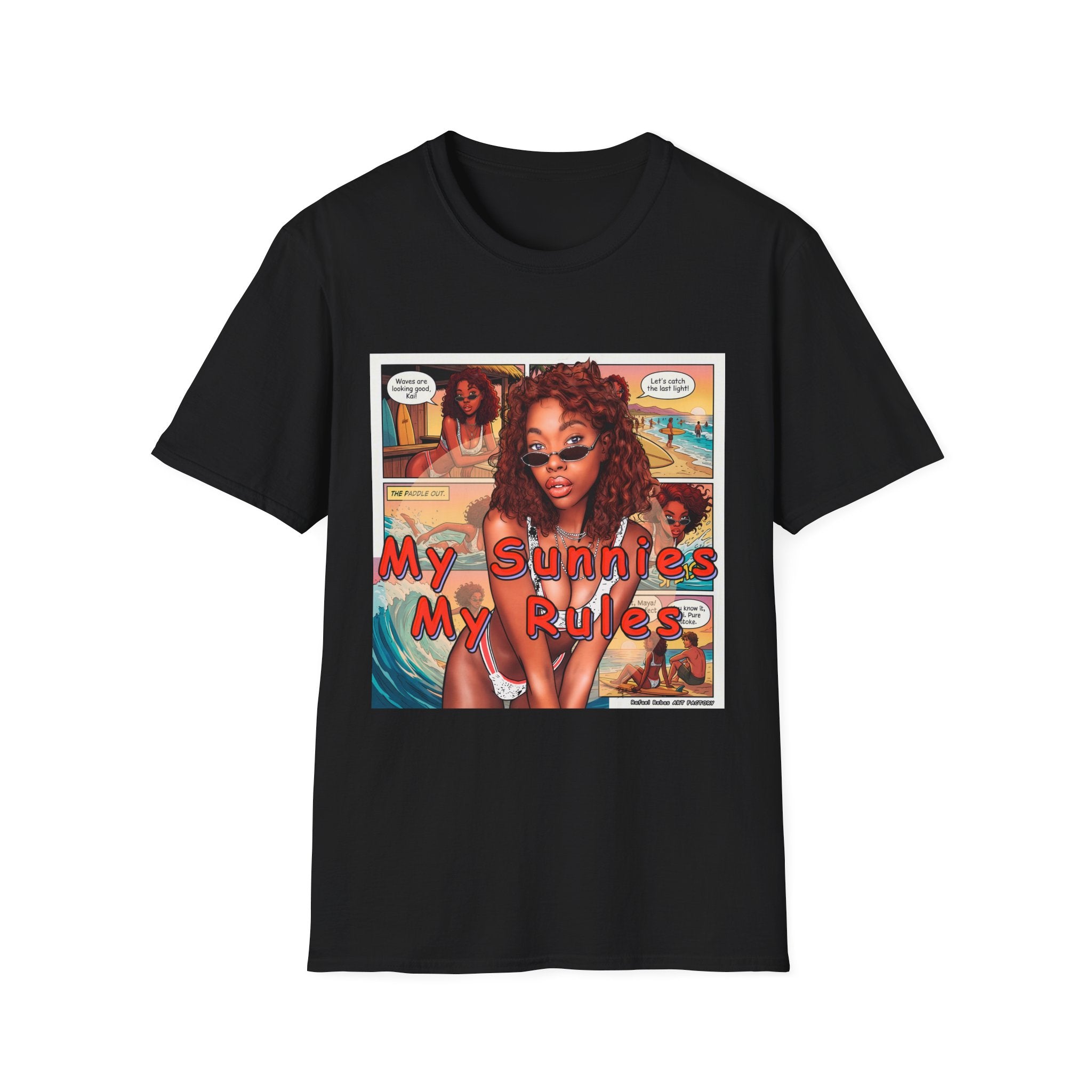 Graphic T-Shirt — "My Sunnies My Rules" Retro Comic Beach Vibe