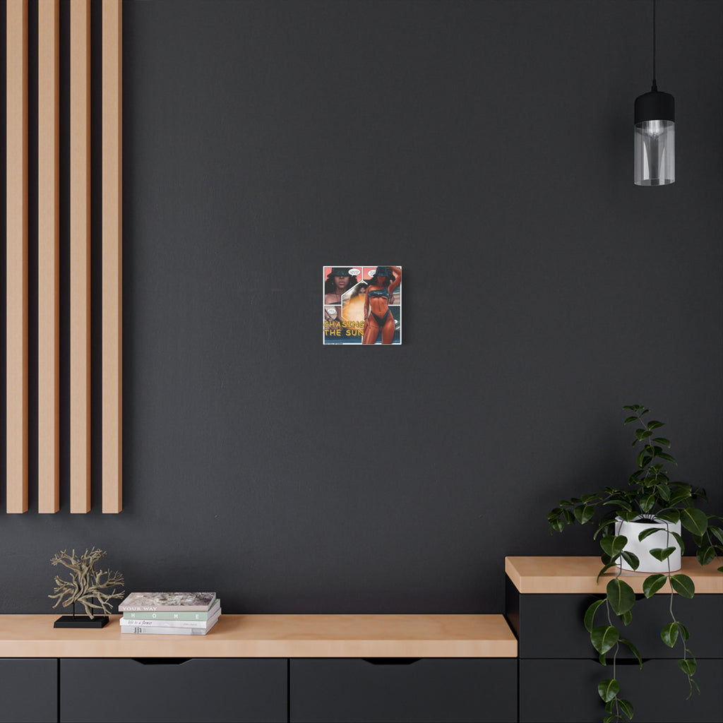 Chasing the Sun Canvas Art — Tropical Pinup Comic Print