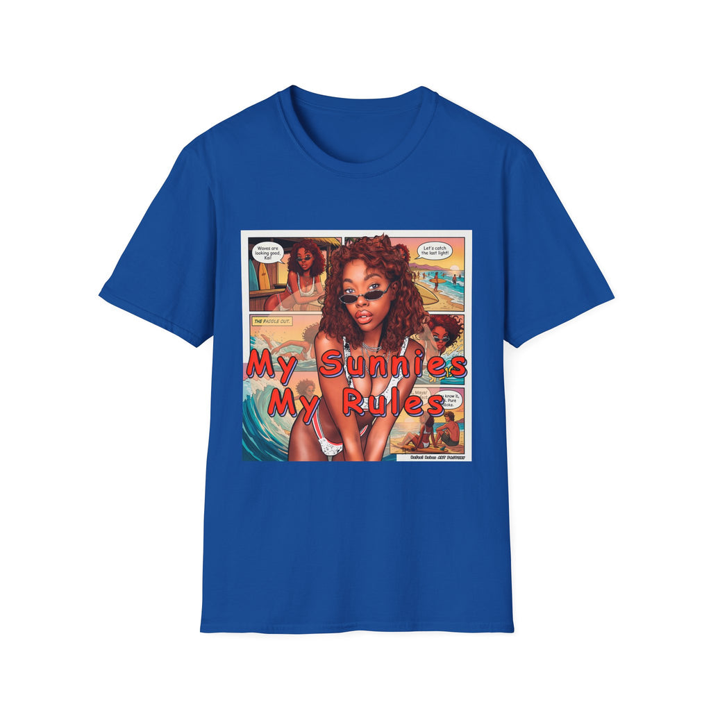 Graphic T-Shirt — "My Sunnies My Rules" Retro Comic Beach Vibe