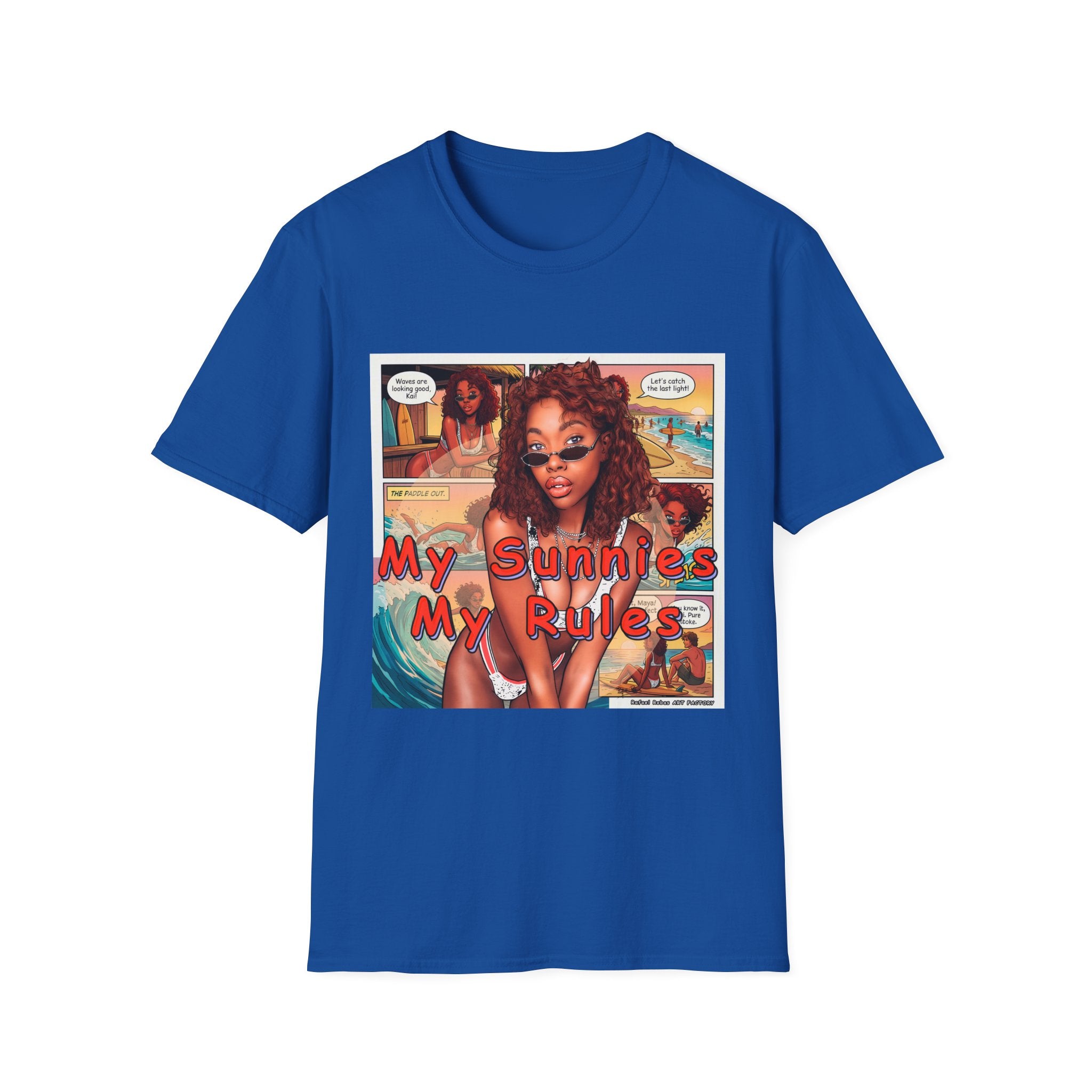Graphic T-Shirt — "My Sunnies My Rules" Retro Comic Beach Vibe