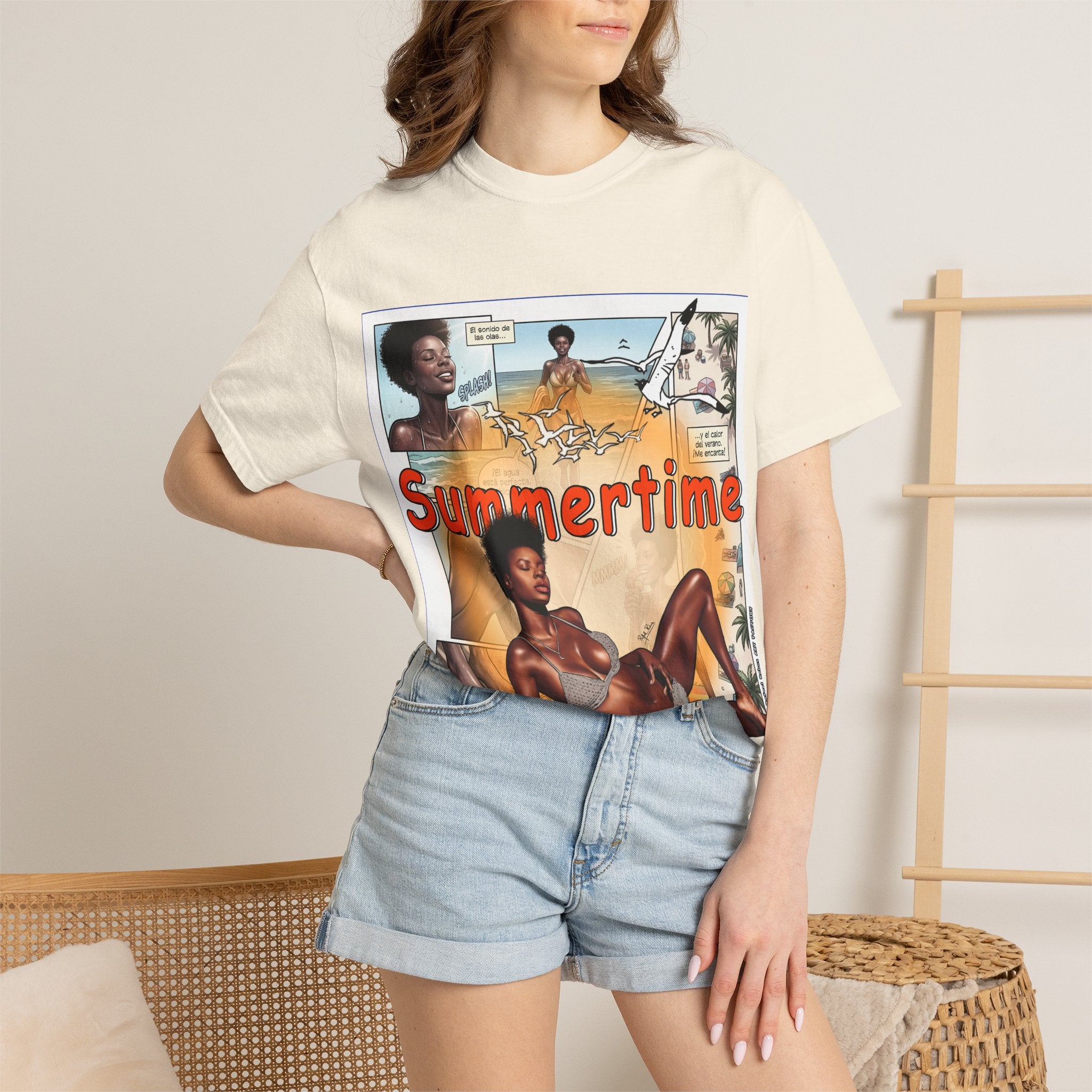Summertime Retro Beach T-shirt — Vintage Comic Pinup Design