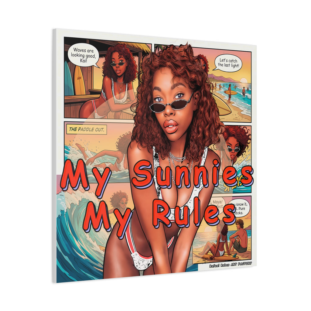 Canvas Wall Art — "My Sunnies My Rules" Beach Comic Print