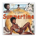 Summertime Beach Art Canvas - Retro Comic Afrocentric Pinup Wall Decor