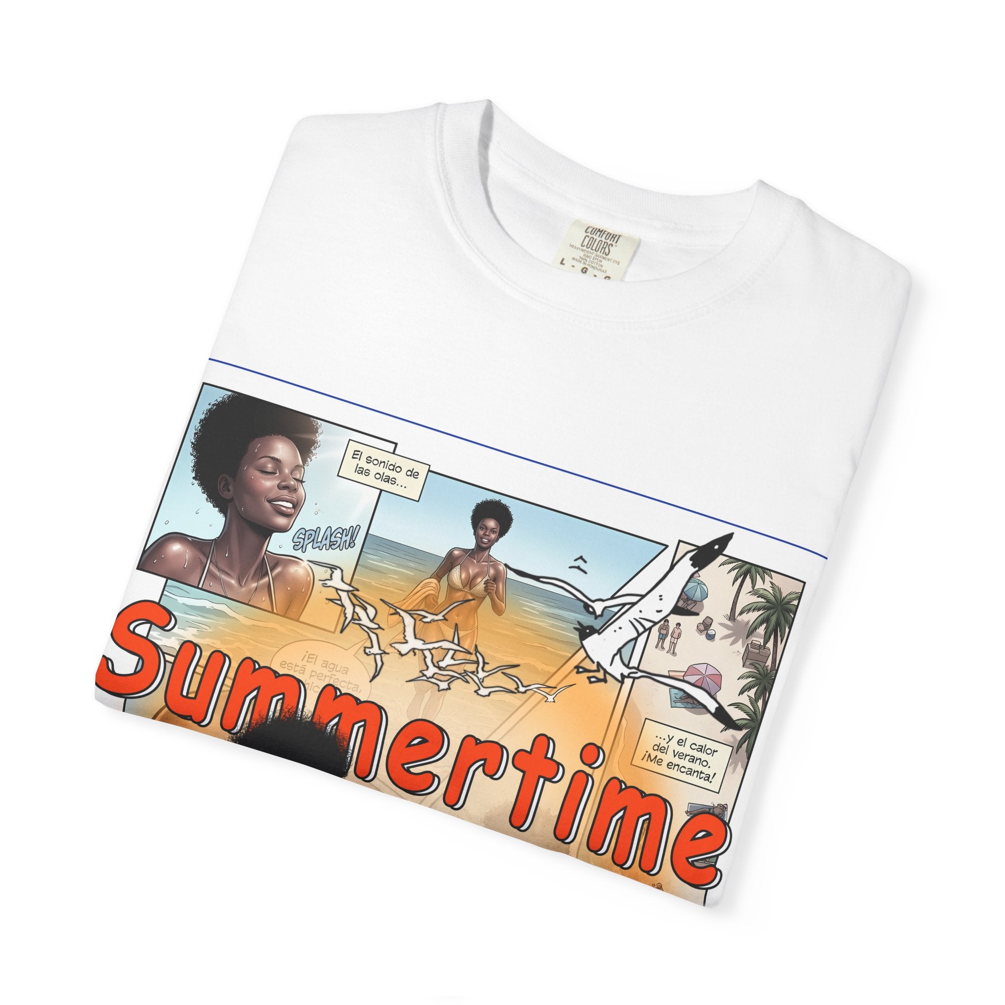 Summertime Retro Beach T-shirt — Vintage Comic Pinup Design