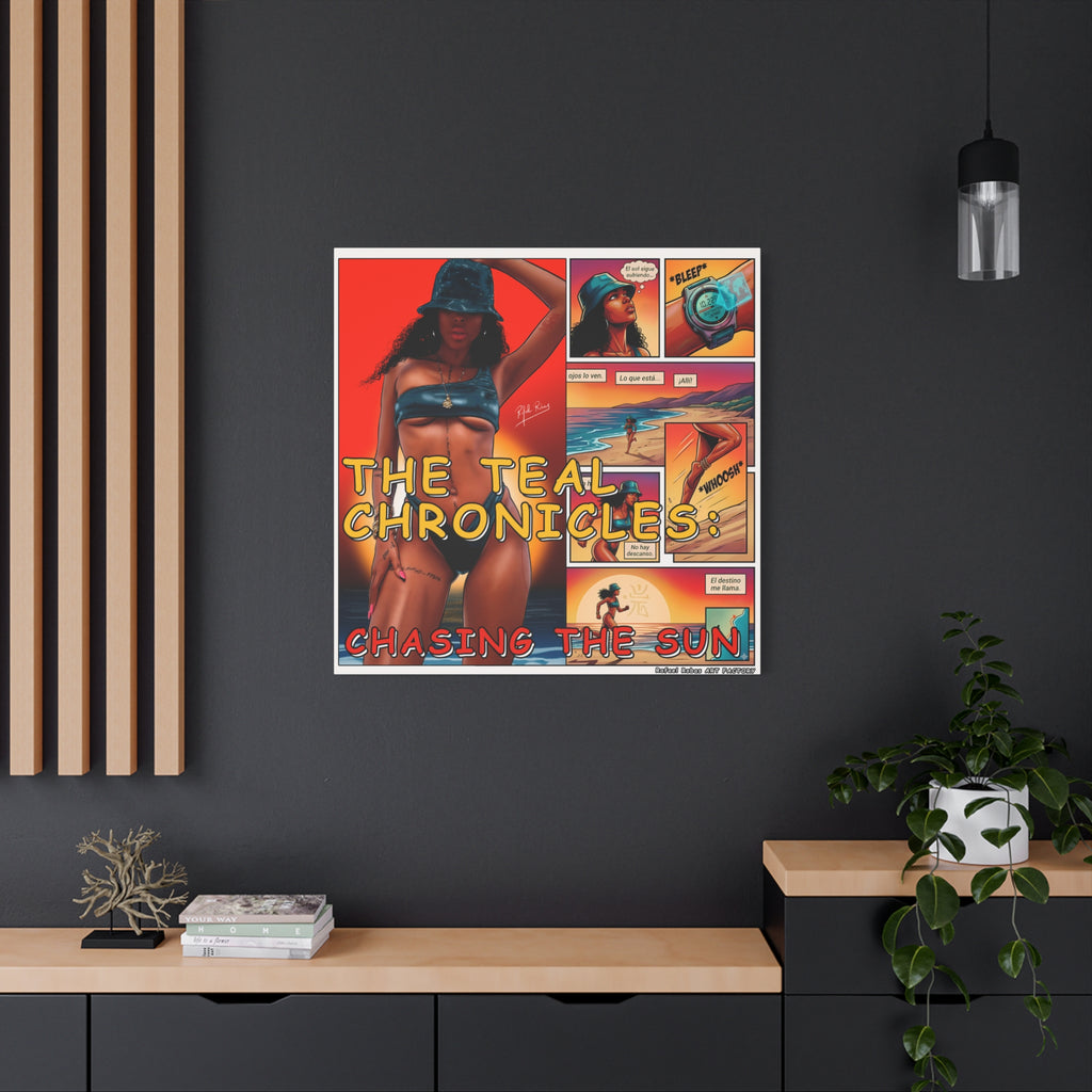 The Teal Chronicles Canvas Print — Pop Art Beach Comic Wall Art