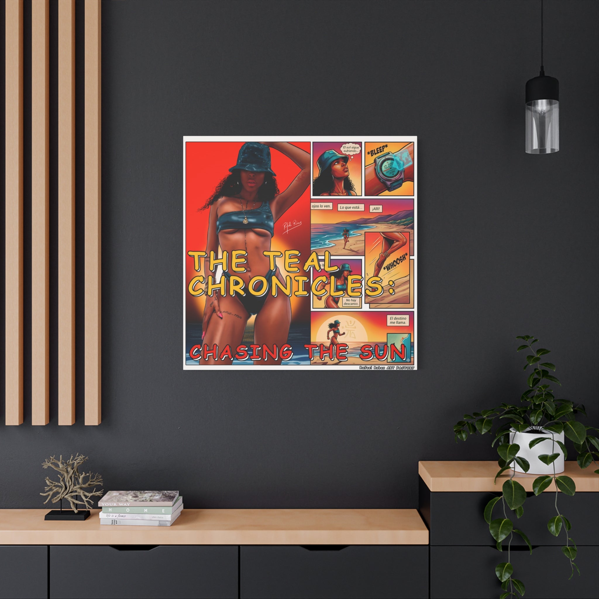 The Teal Chronicles Canvas Print — Pop Art Beach Comic Wall Art
