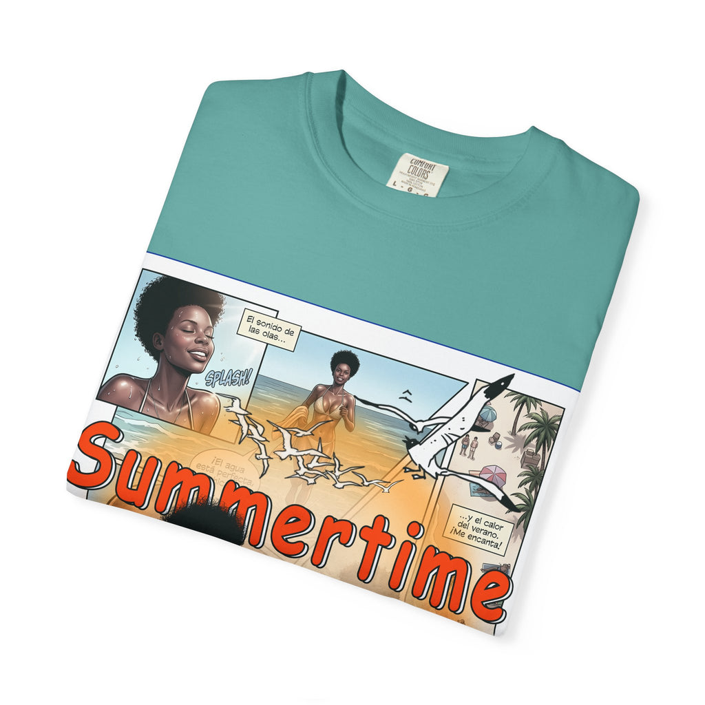 Summertime Retro Beach T-shirt — Vintage Comic Pinup Design