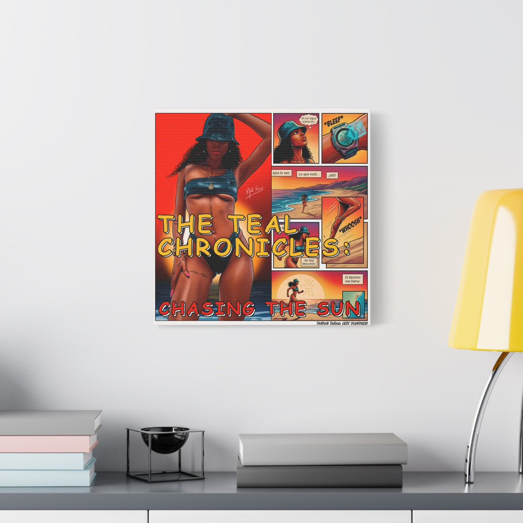 The Teal Chronicles Canvas Print — Pop Art Beach Comic Wall Art