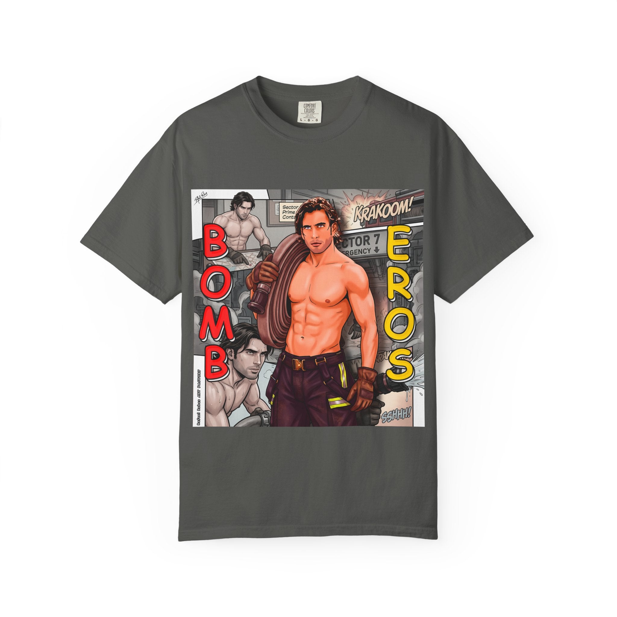 Bomb Eros Graphic T-Shirt — Vintage Comic Muscle Art