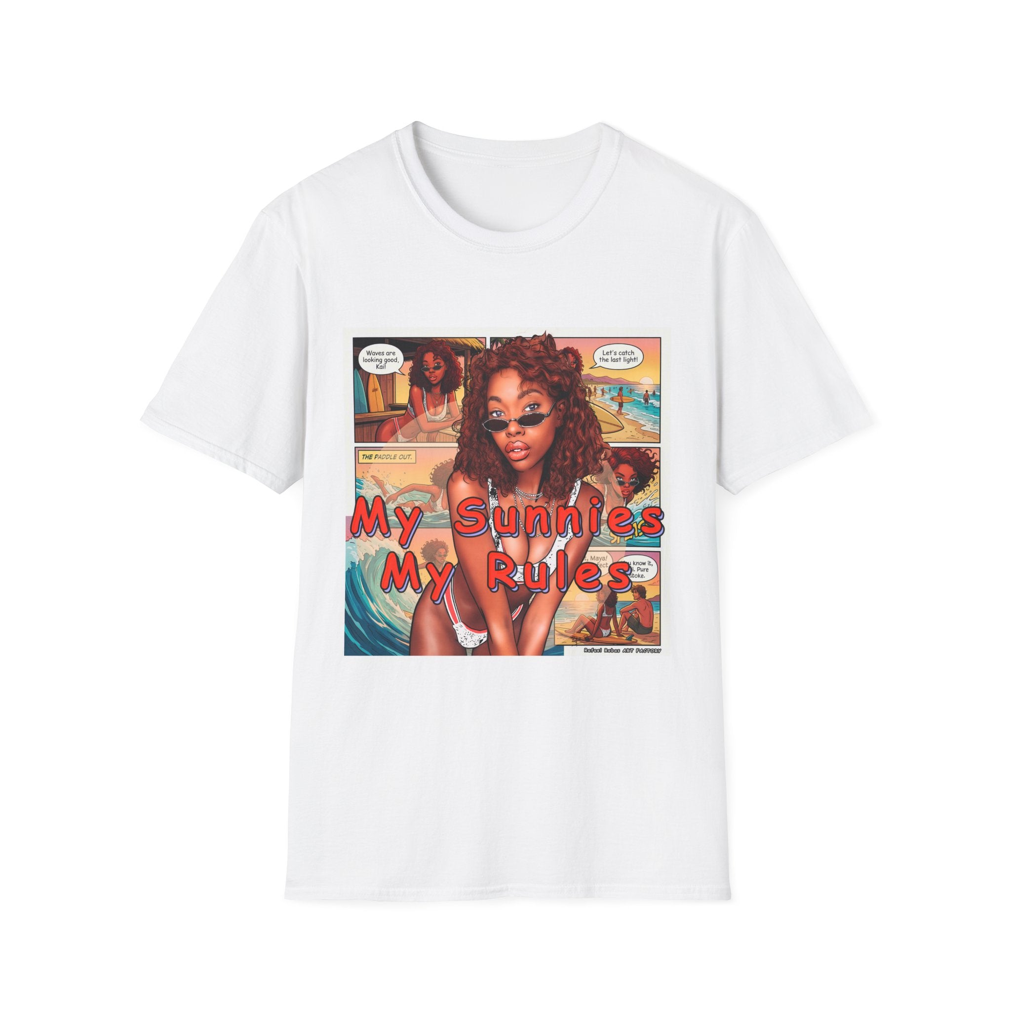 Graphic T-Shirt — "My Sunnies My Rules" Retro Comic Beach Vibe