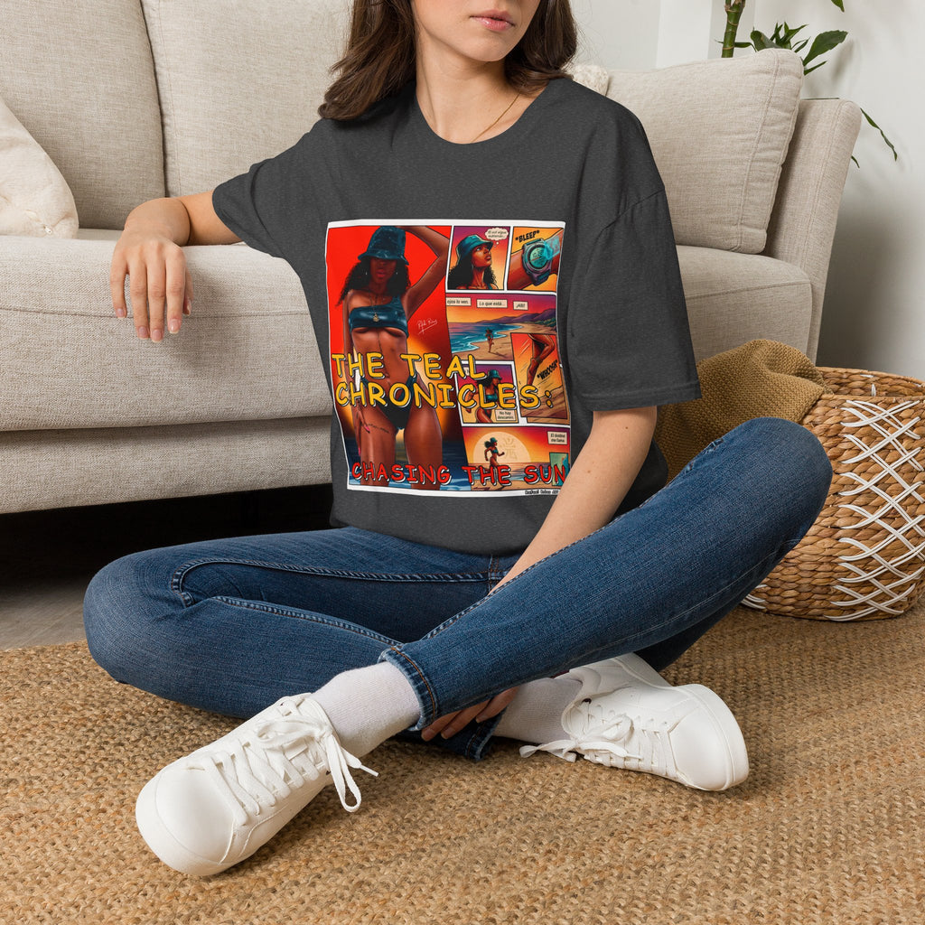 Graphic T-Shirt — "The Teal Chronicles" Retro Comic Surf Art