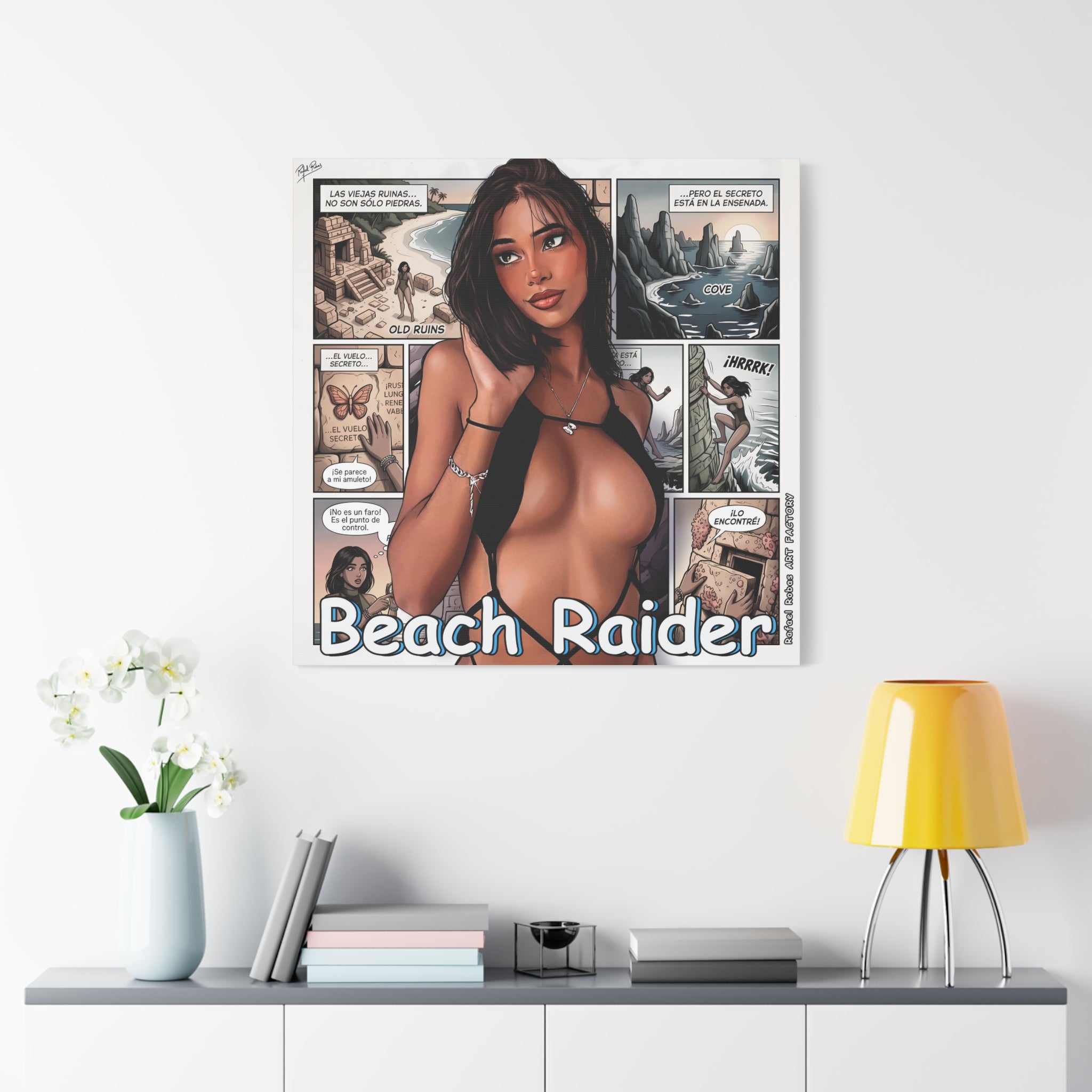 Beach Raider Matte Canvas Print — Stretched 1.25" Comic Art Wall Decor