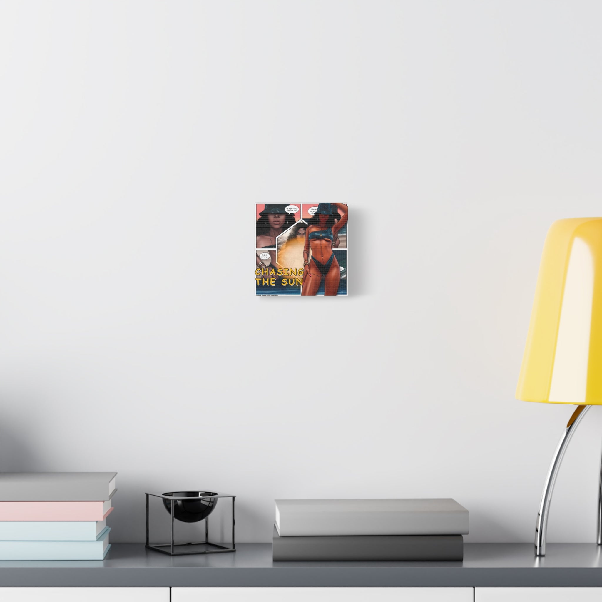 Chasing the Sun Canvas Art — Tropical Pinup Comic Print