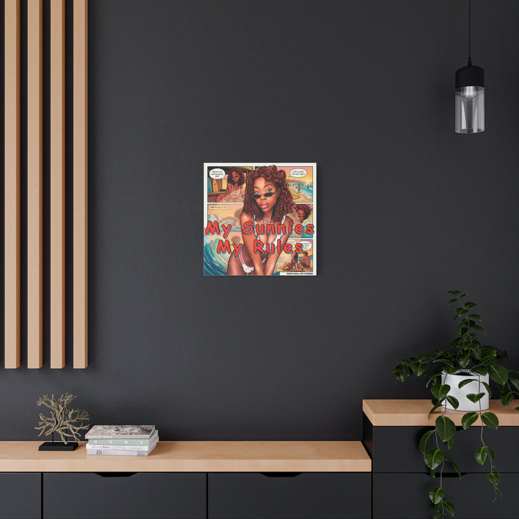 Canvas Wall Art — "My Sunnies My Rules" Beach Comic Print