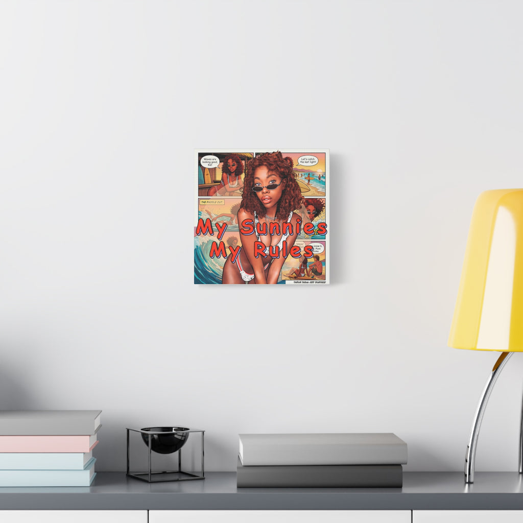 Canvas Wall Art — "My Sunnies My Rules" Beach Comic Print