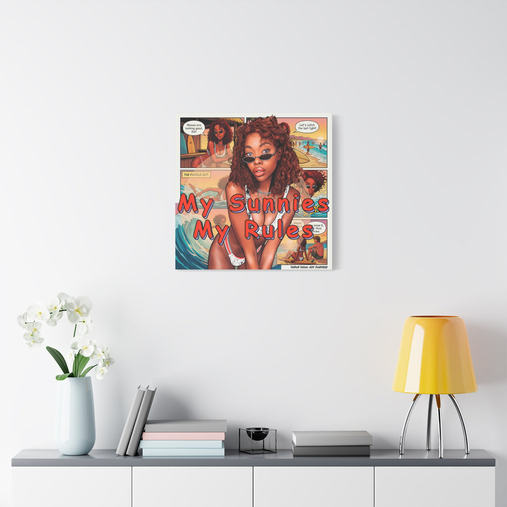 Canvas Wall Art — "My Sunnies My Rules" Beach Comic Print