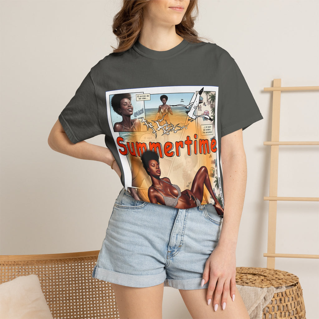 Summertime Retro Beach T-shirt — Vintage Comic Pinup Design
