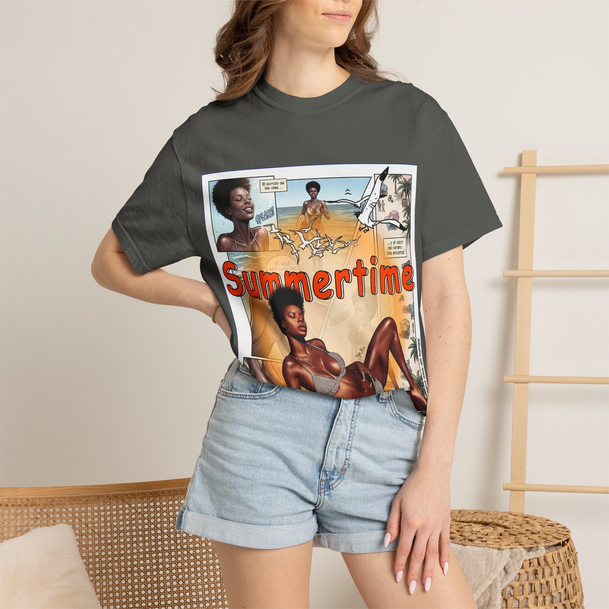 Summertime Retro Beach T-shirt — Vintage Comic Pinup Design
