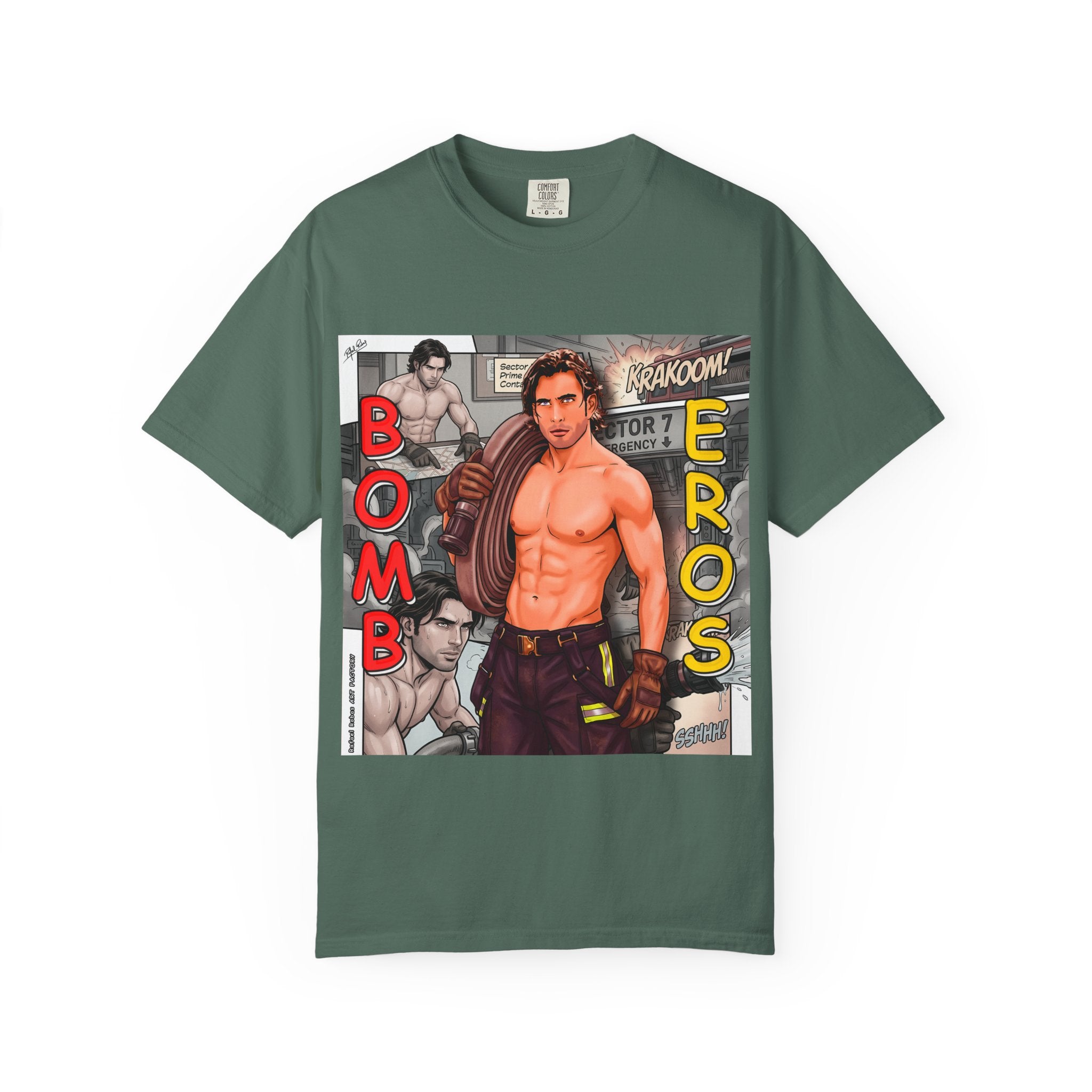 Bomb Eros Graphic T-Shirt — Vintage Comic Muscle Art