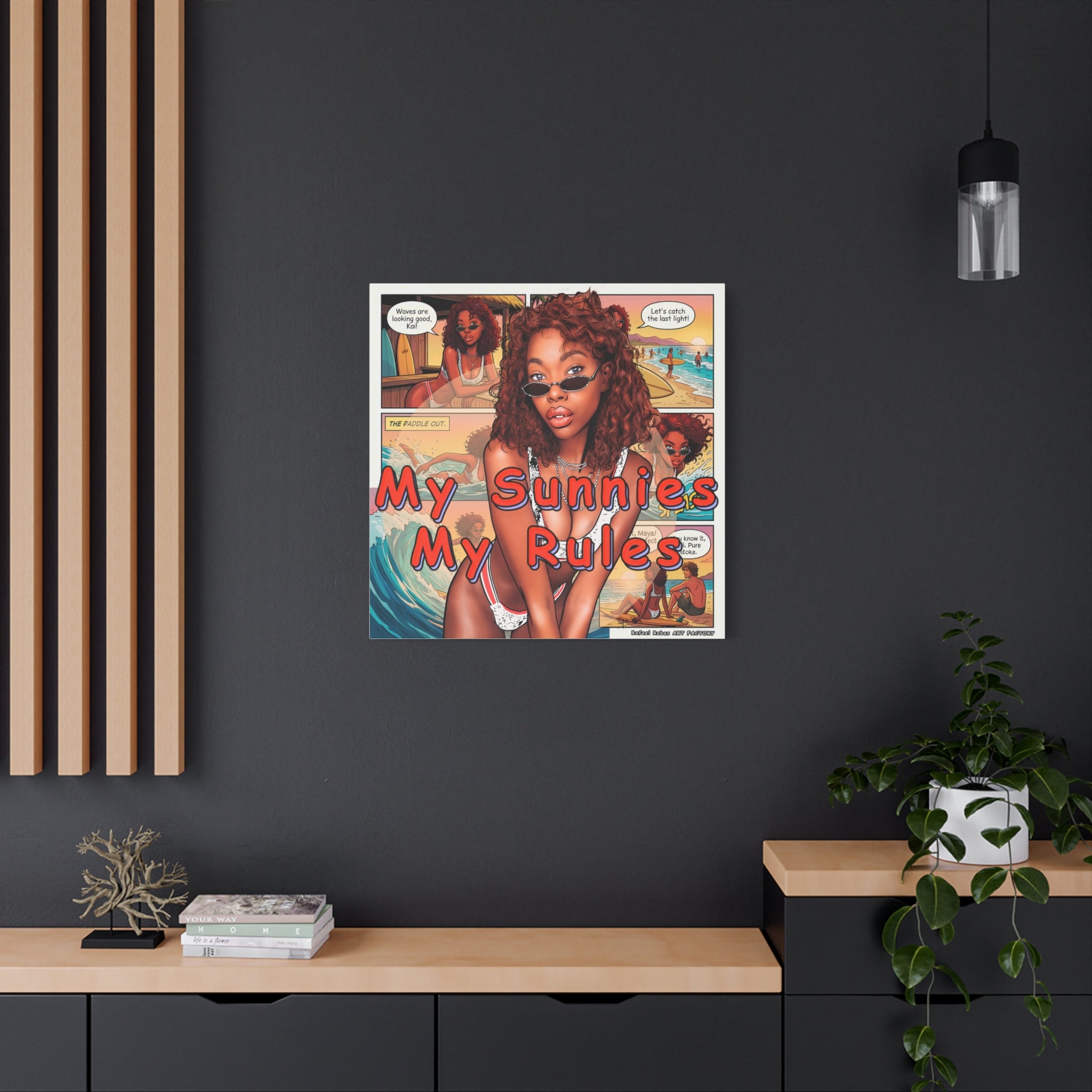 Canvas Wall Art — "My Sunnies My Rules" Beach Comic Print