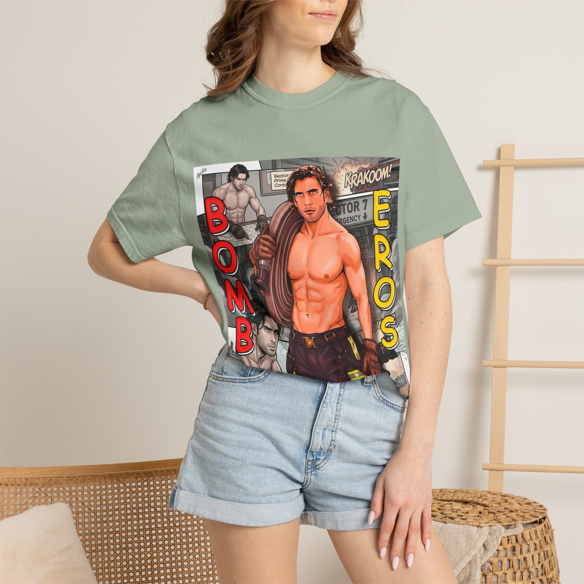 Bomb Eros Graphic T-Shirt — Vintage Comic Muscle Art