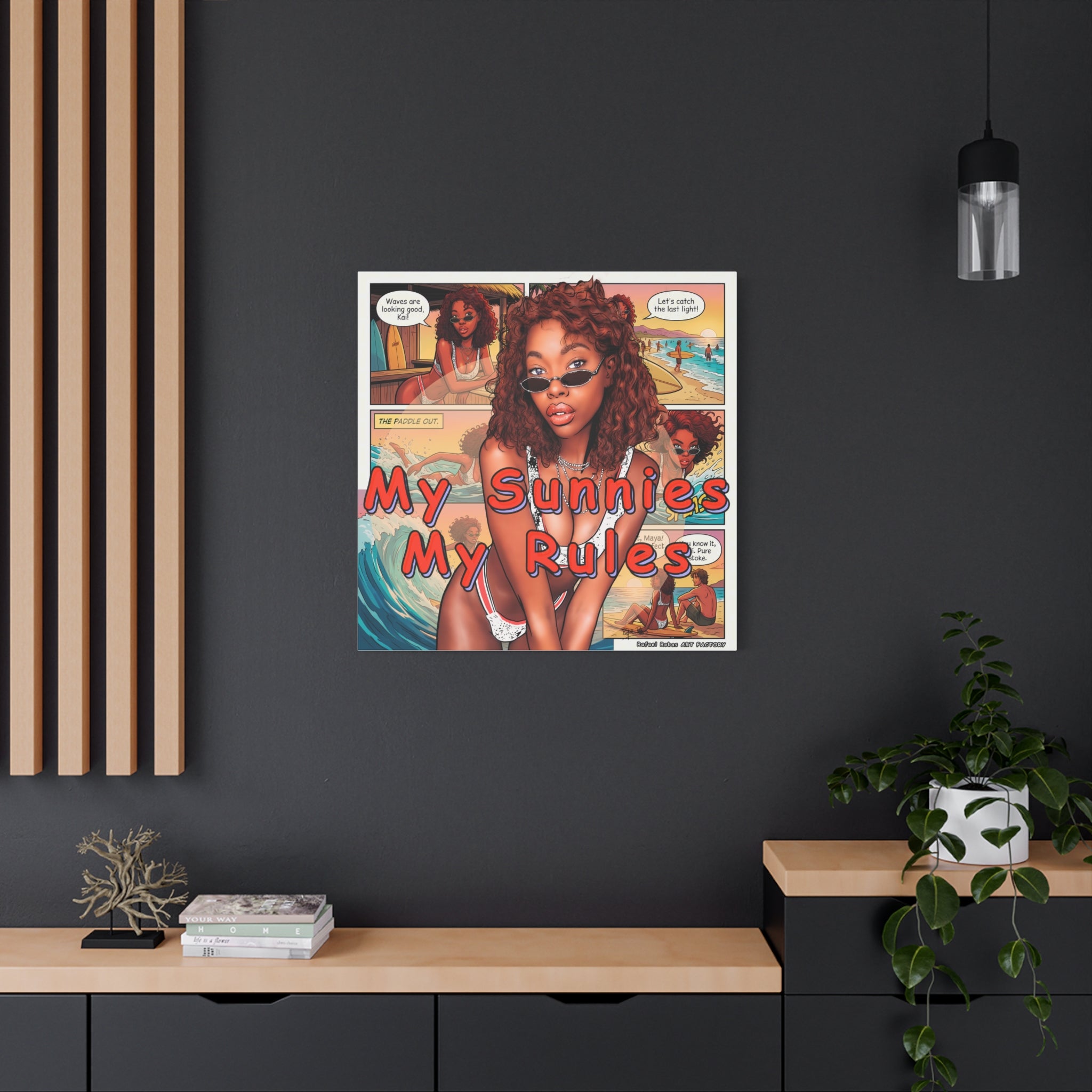 Canvas Wall Art — "My Sunnies My Rules" Beach Comic Print