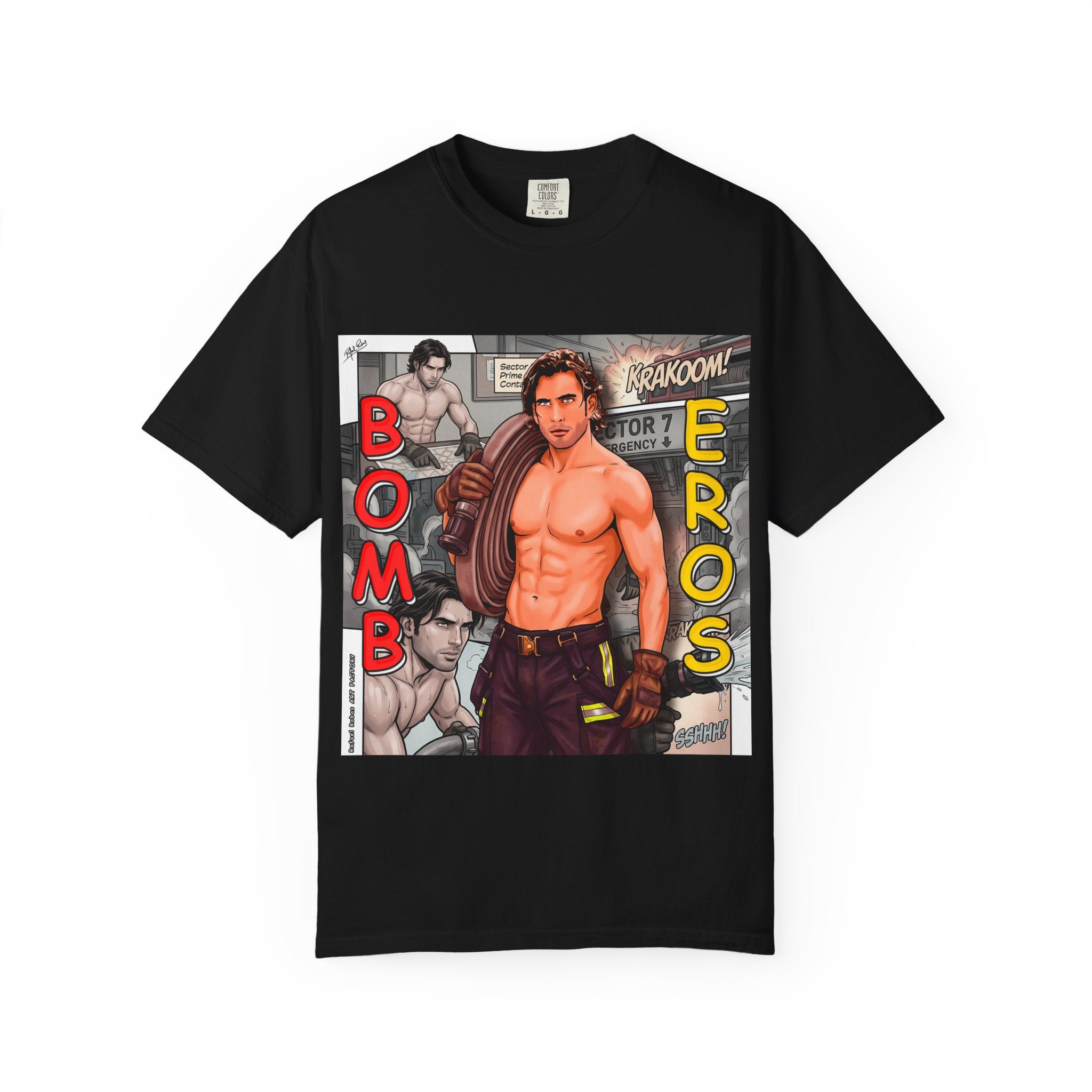 Bomb Eros Graphic T-Shirt — Vintage Comic Muscle Art