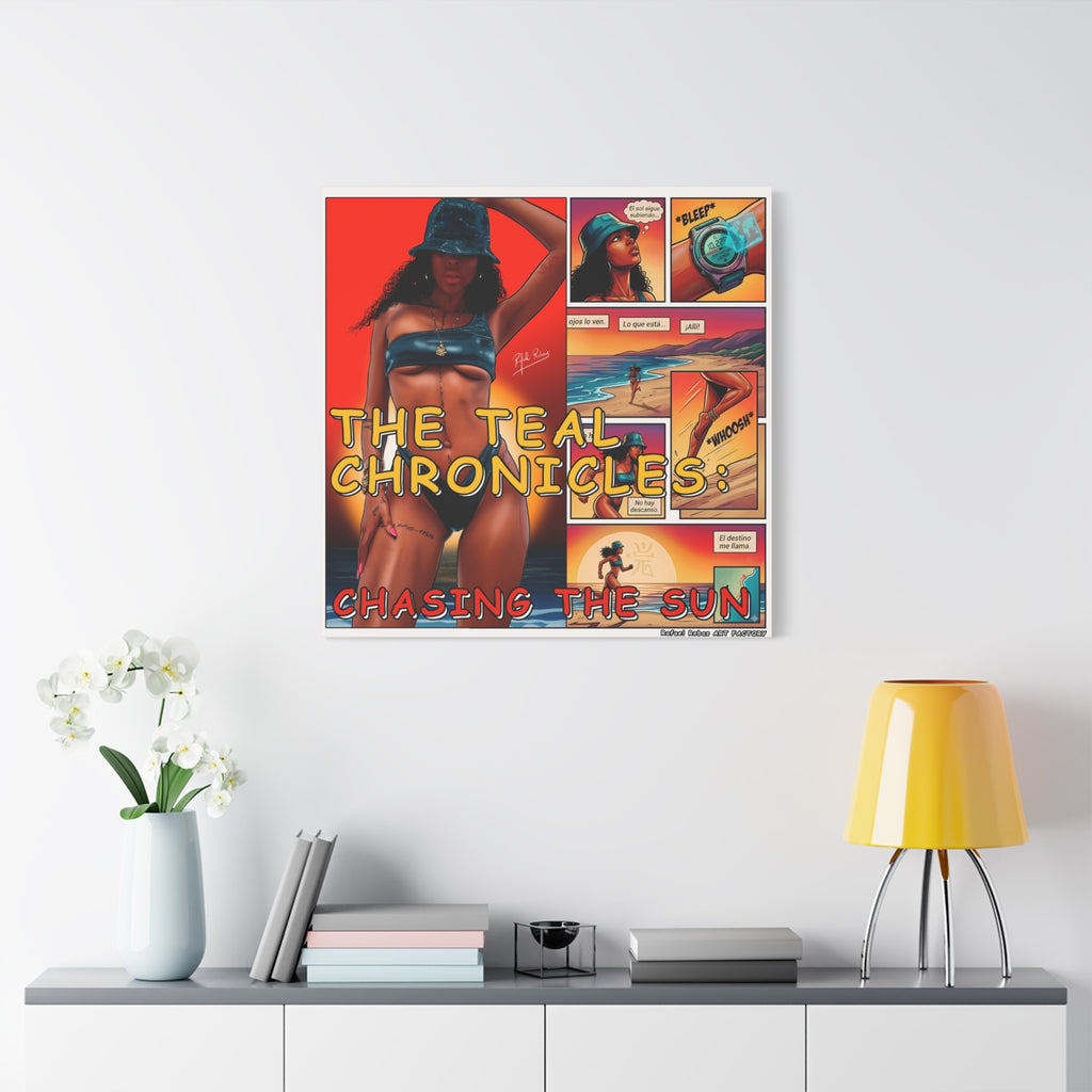 The Teal Chronicles Canvas Print — Pop Art Beach Comic Wall Art
