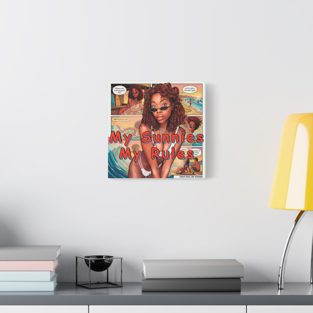 Canvas Wall Art — "My Sunnies My Rules" Beach Comic Print