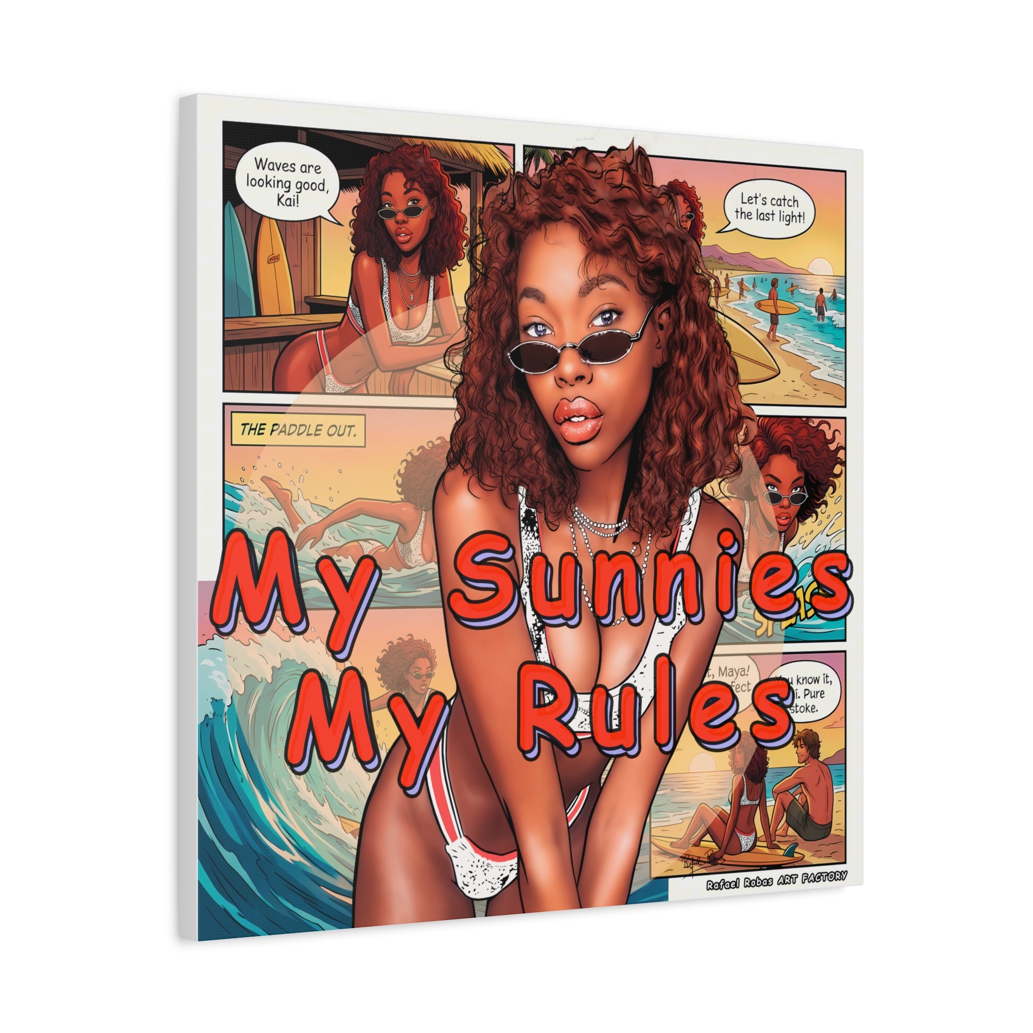 Canvas Wall Art — "My Sunnies My Rules" Beach Comic Print