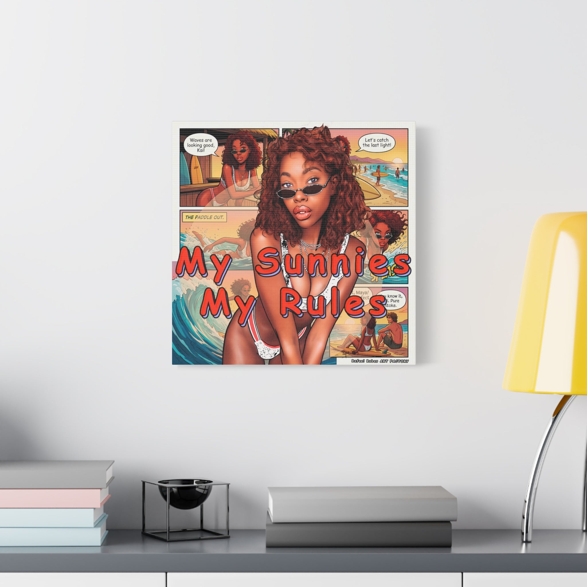 Canvas Wall Art — "My Sunnies My Rules" Beach Comic Print