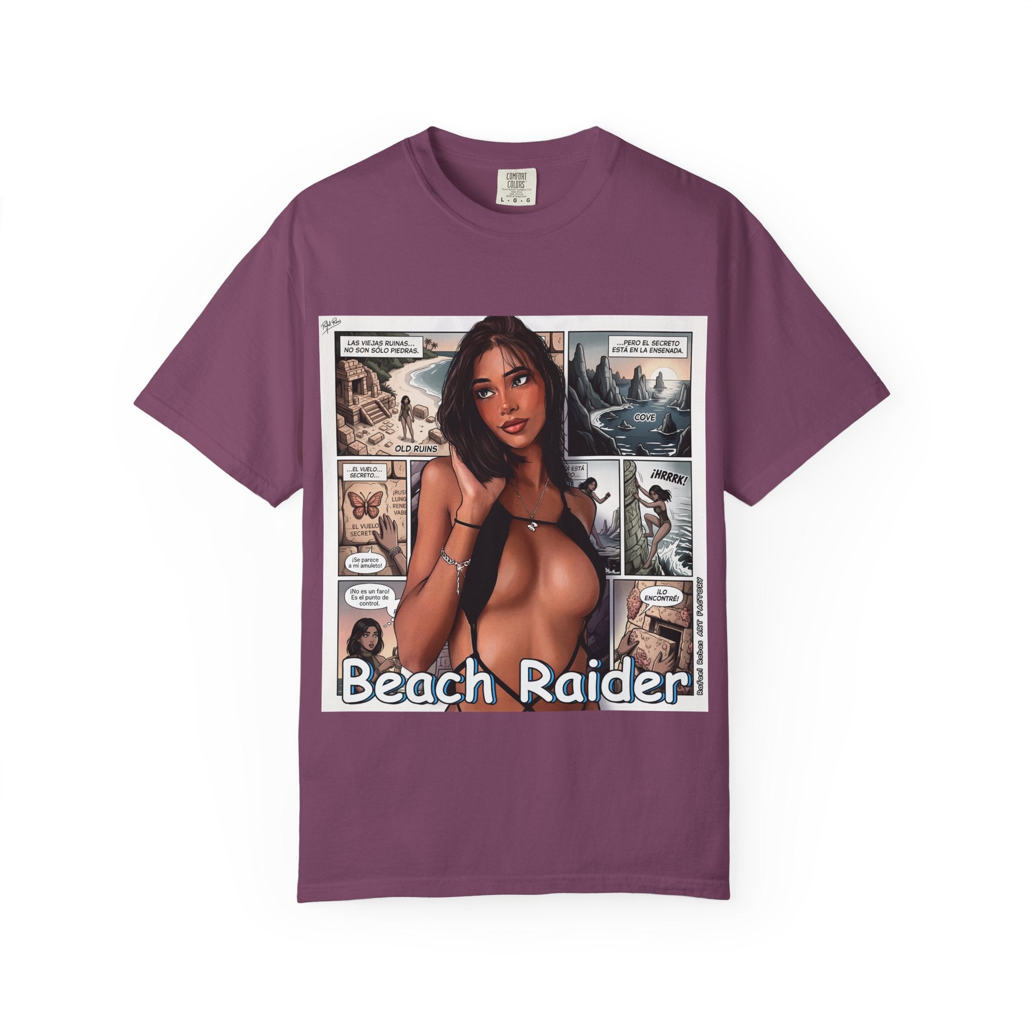 Graphic Tee — "Beach Raider" Pinup Comic Art T-Shirt