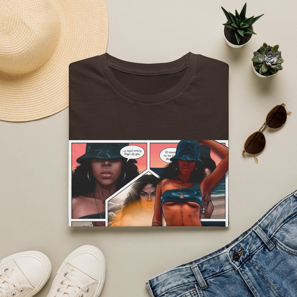 Graphic Swim Babe T-Shirt — "Chasing the Sun" Comic Panel Tee