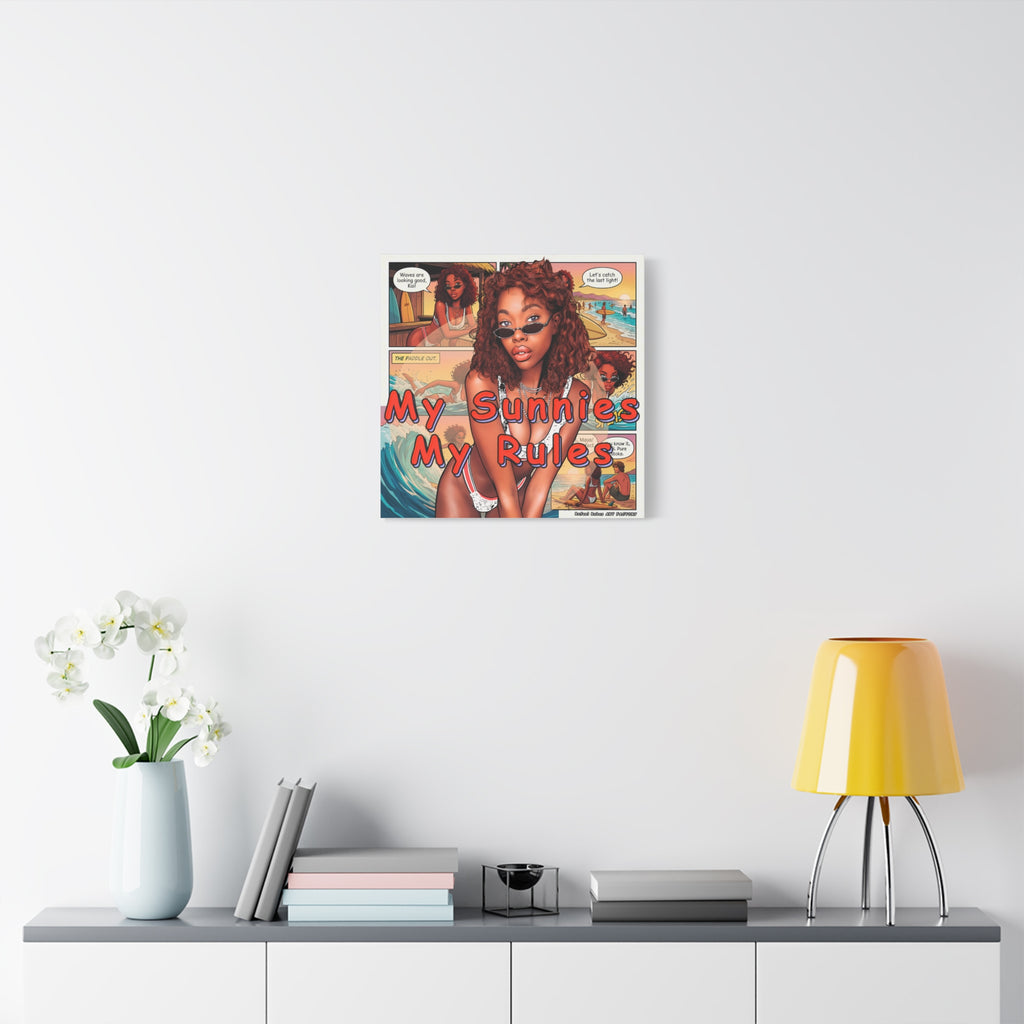 Canvas Wall Art — "My Sunnies My Rules" Beach Comic Print