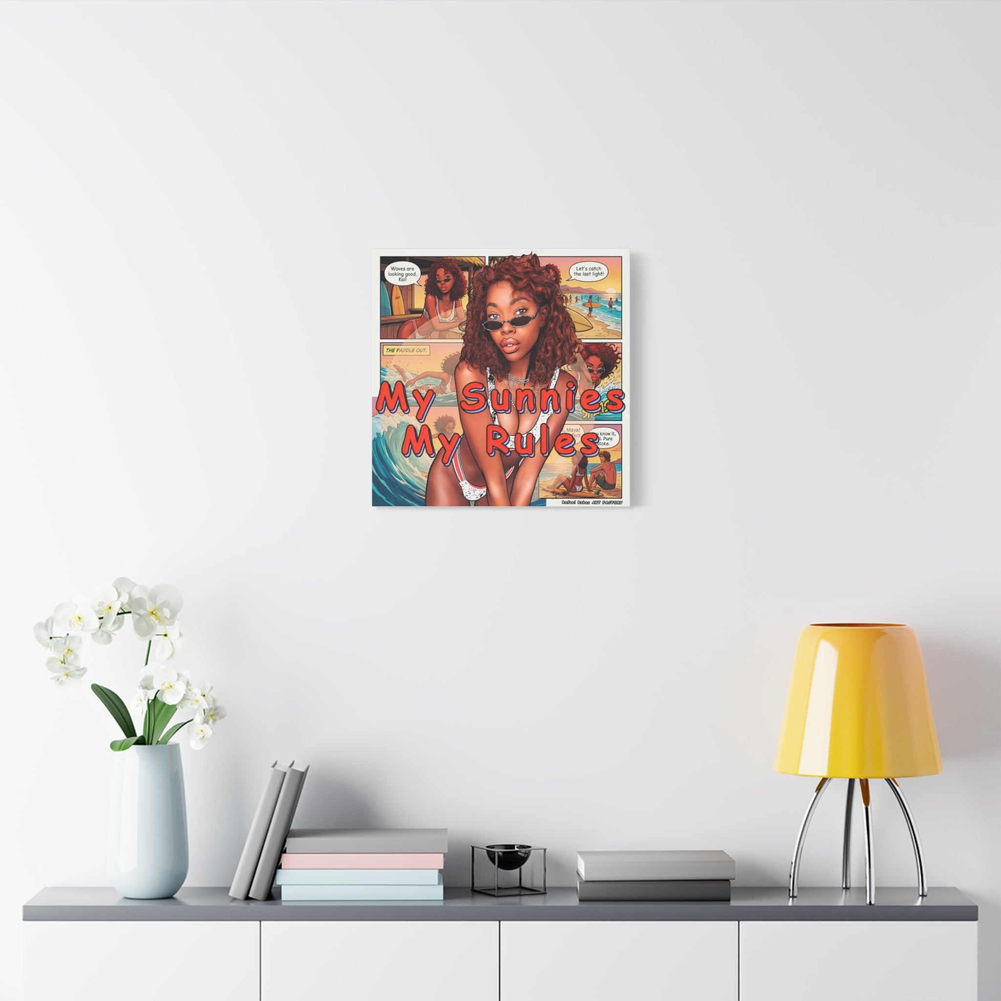 Canvas Wall Art — "My Sunnies My Rules" Beach Comic Print