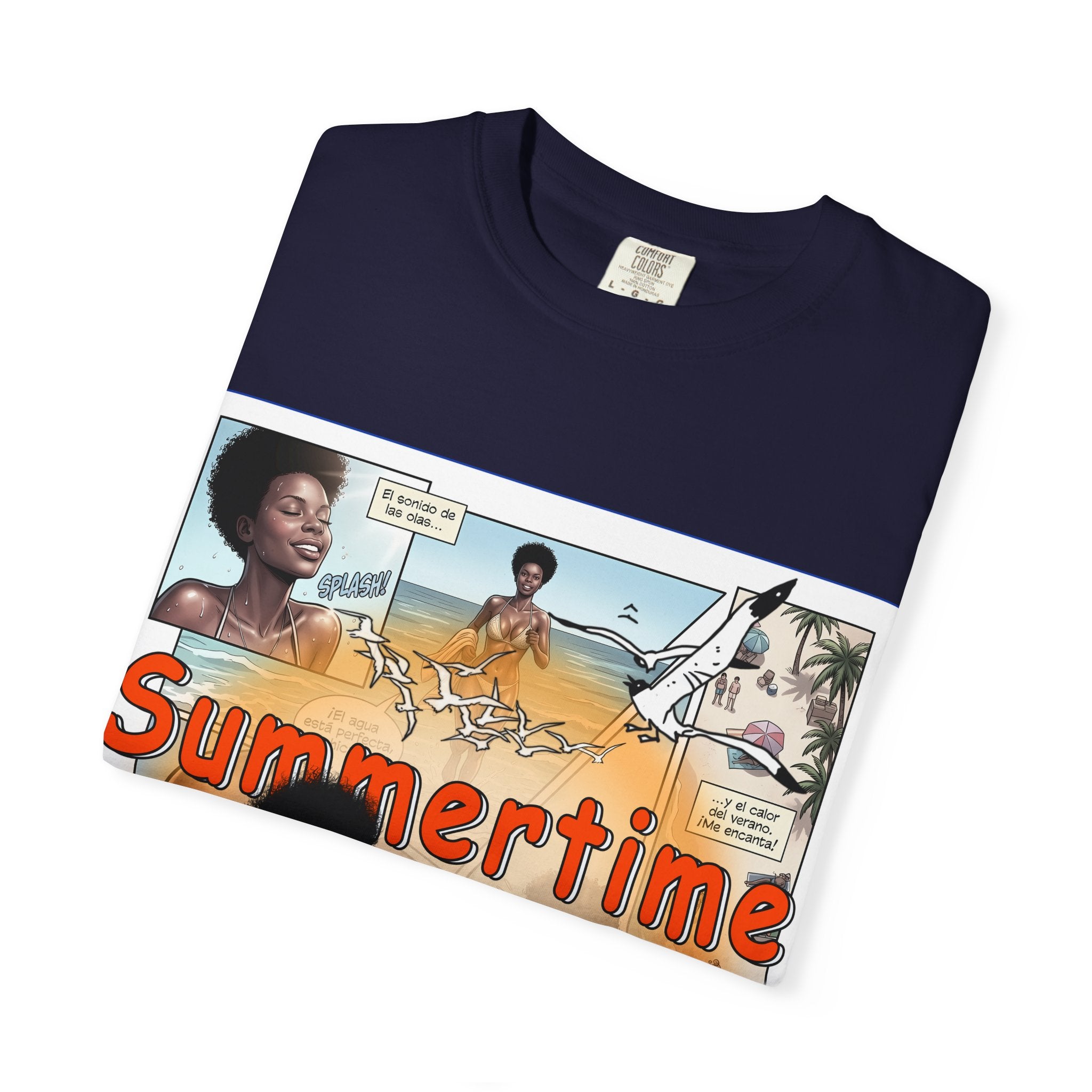 Summertime Retro Beach T-shirt — Vintage Comic Pinup Design