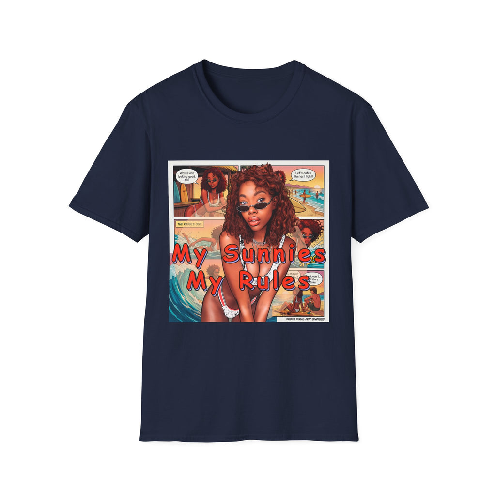 Graphic T-Shirt — "My Sunnies My Rules" Retro Comic Beach Vibe