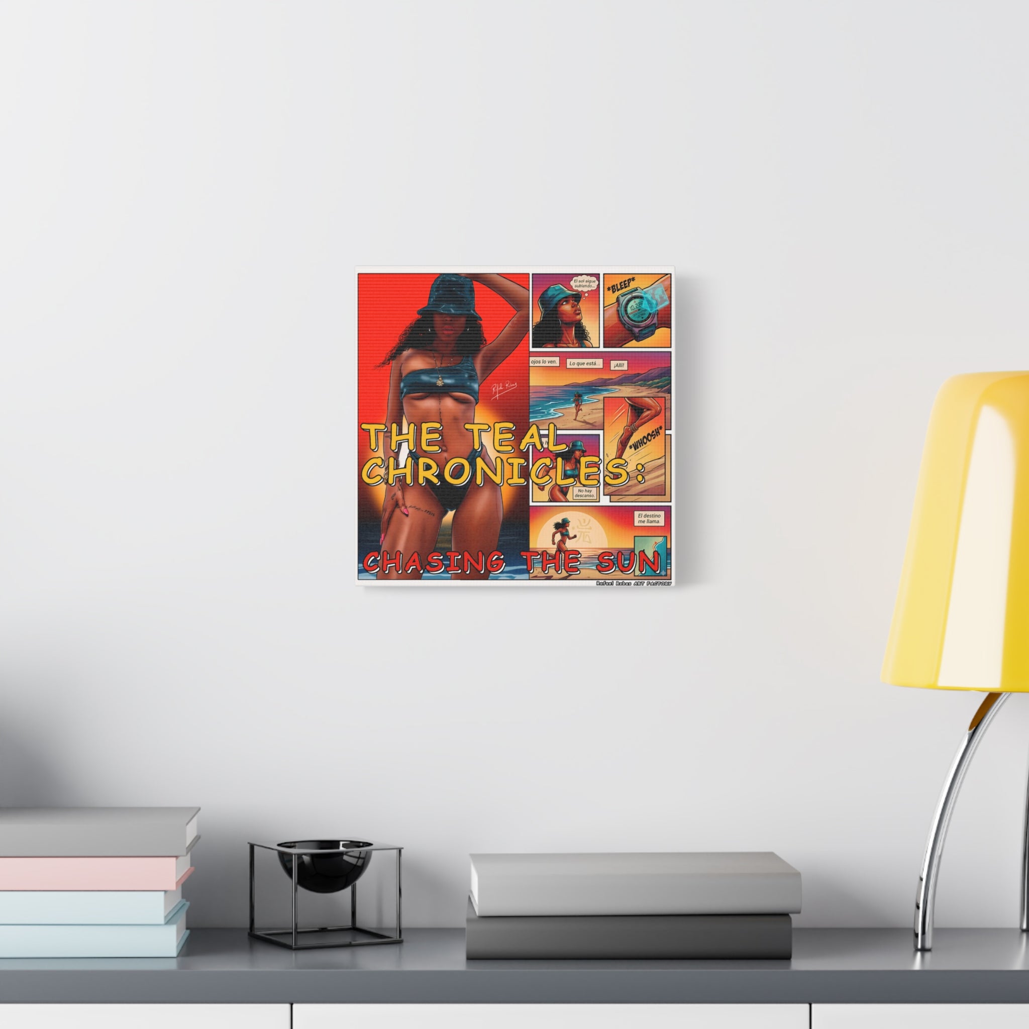 The Teal Chronicles Canvas Print — Pop Art Beach Comic Wall Art